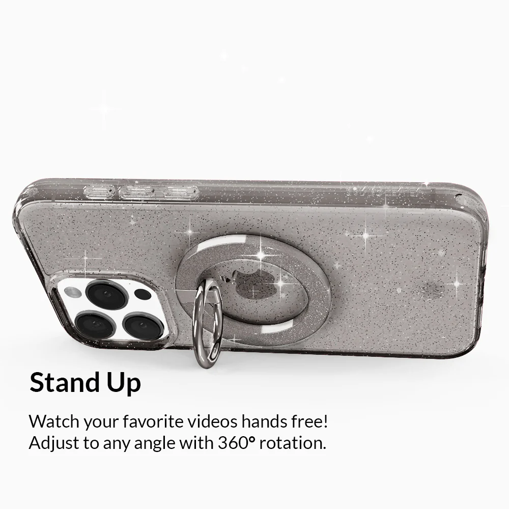 Grey Stardust Glitter MagSafe Grip Ring - Image 4