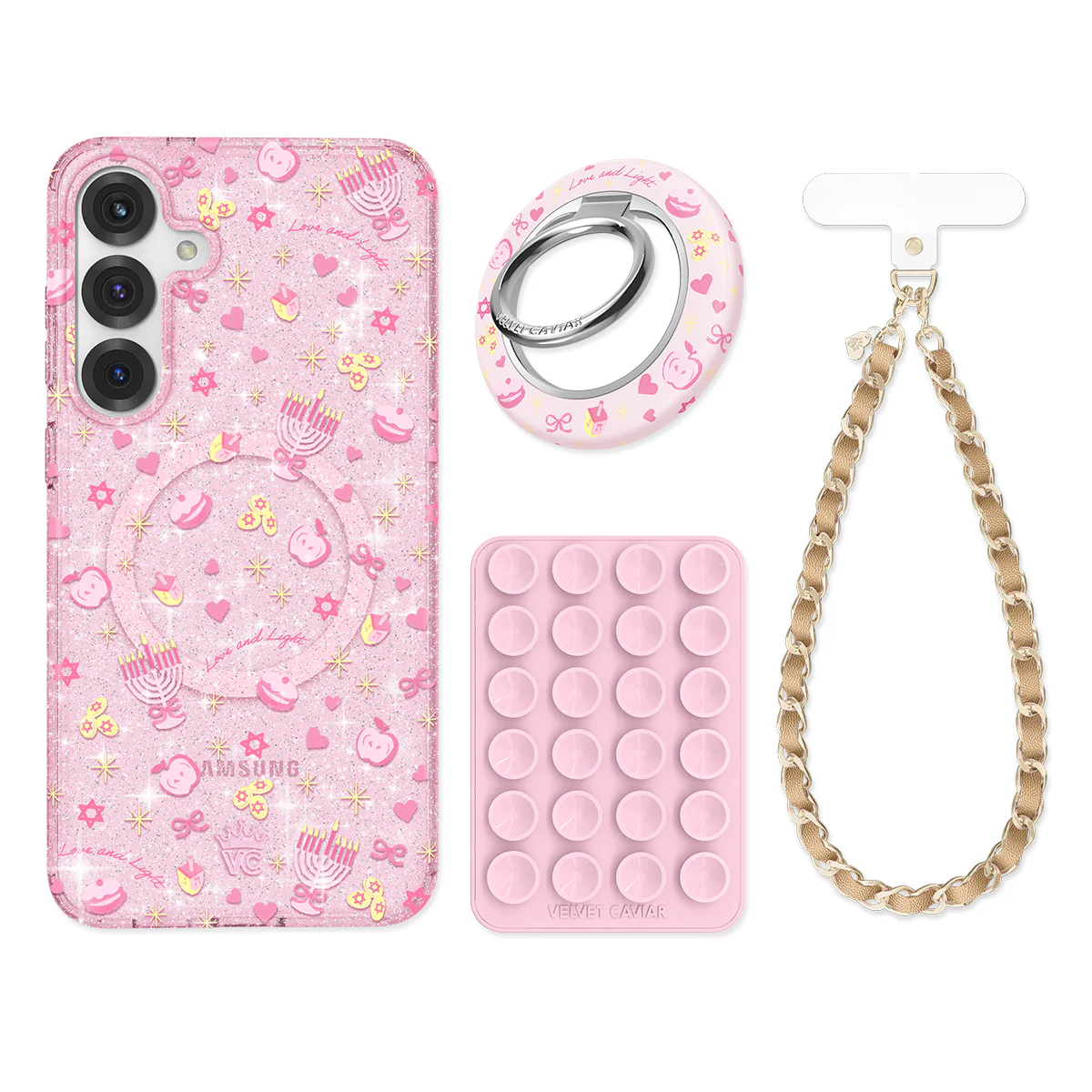 Pink Hanukkah Glitter Samsung Bundle Set - Image 2