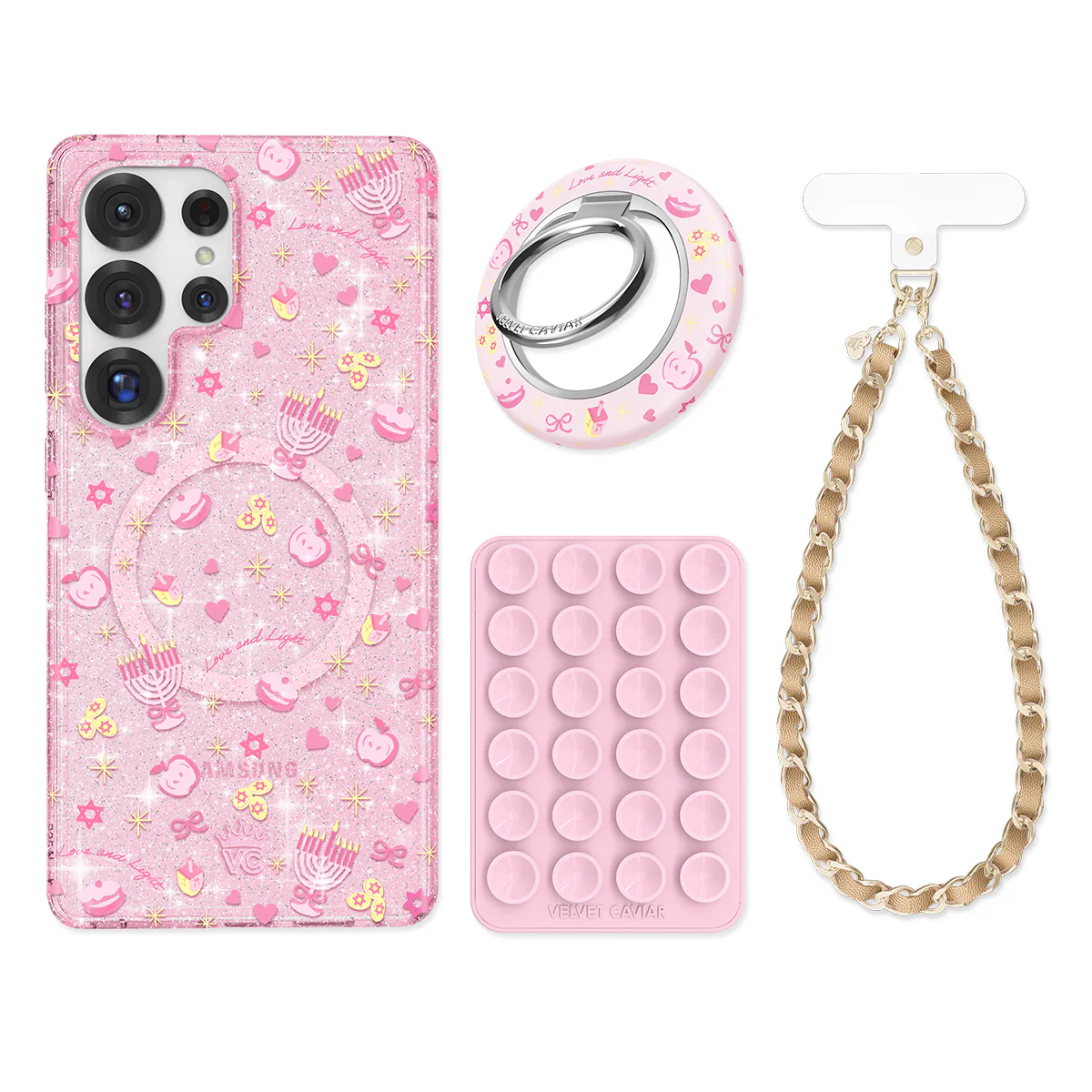 Pink Hanukkah Glitter Samsung Bundle Set - Image 3