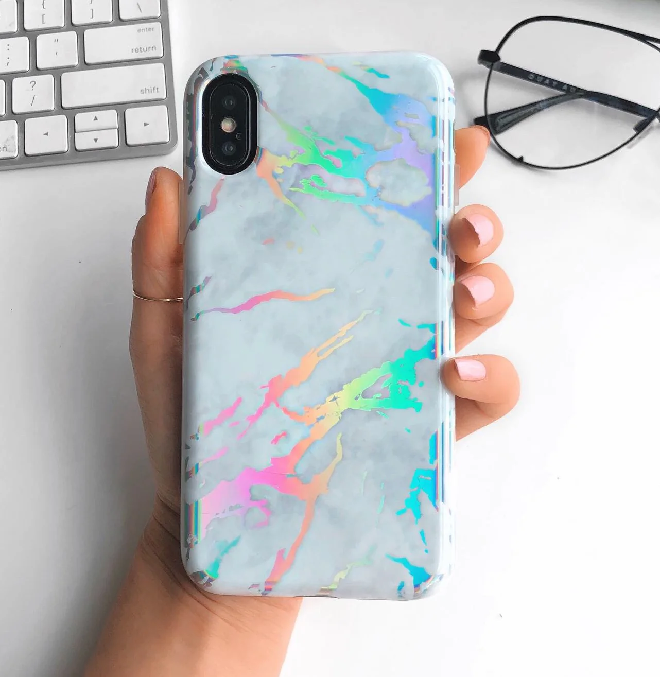 Holo White Marble iPhone Case - Image 37