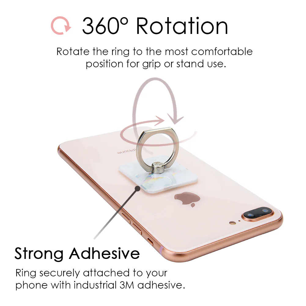 Holo White Marble Phone Ring - Image 3