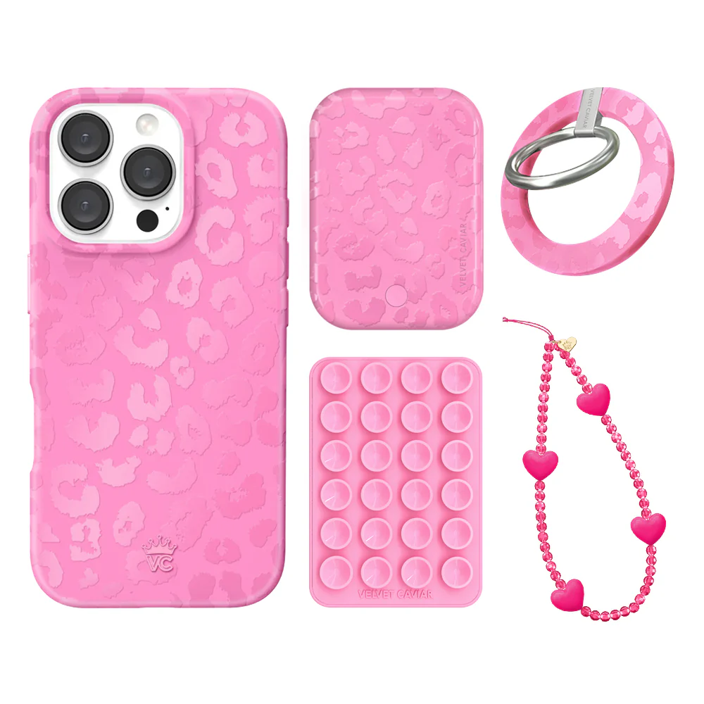 Hot Pink Leopard iPhone Bundle Set - Grip - Image 19