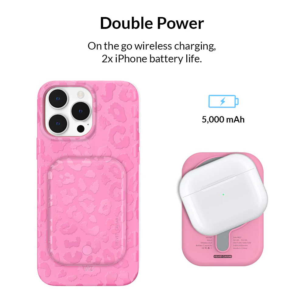Hot Pink Leopard MagSafe Battery Power Pack - Image 3