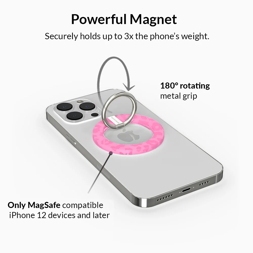 Hot Pink Leopard MagSafe Grip Ring - Image 3