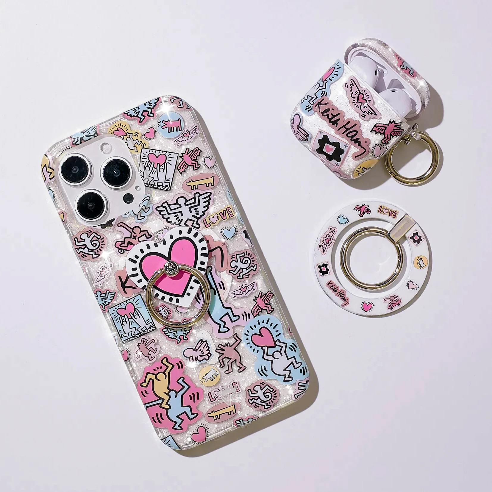 Keith Haring Pink Heart Phone Ring - Image 4
