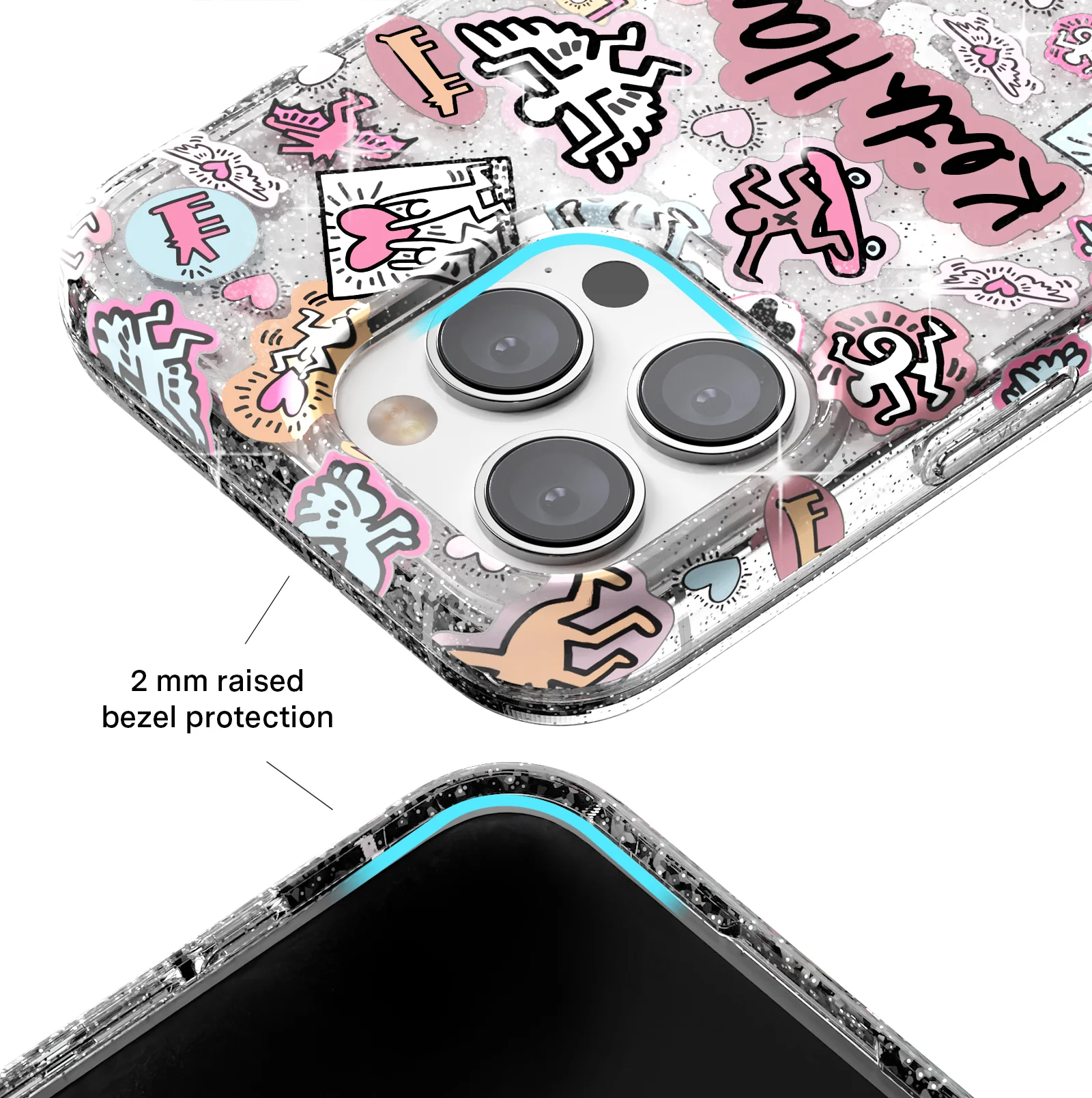 Keith Haring Pastel Glitter iPhone Case - Image 3