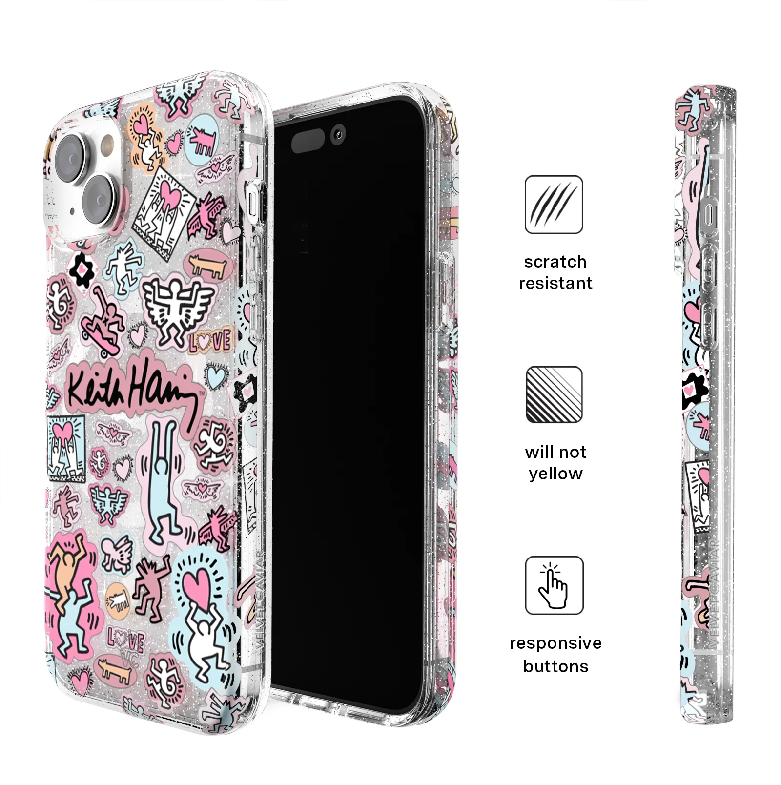 Keith Haring Pastel Glitter iPhone Case - Image 30
