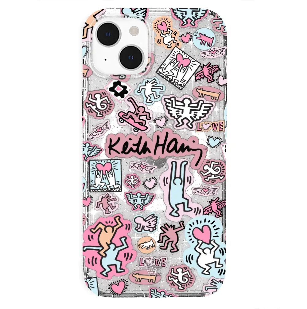 Keith Haring Pastel Glitter iPhone Case - Image 31
