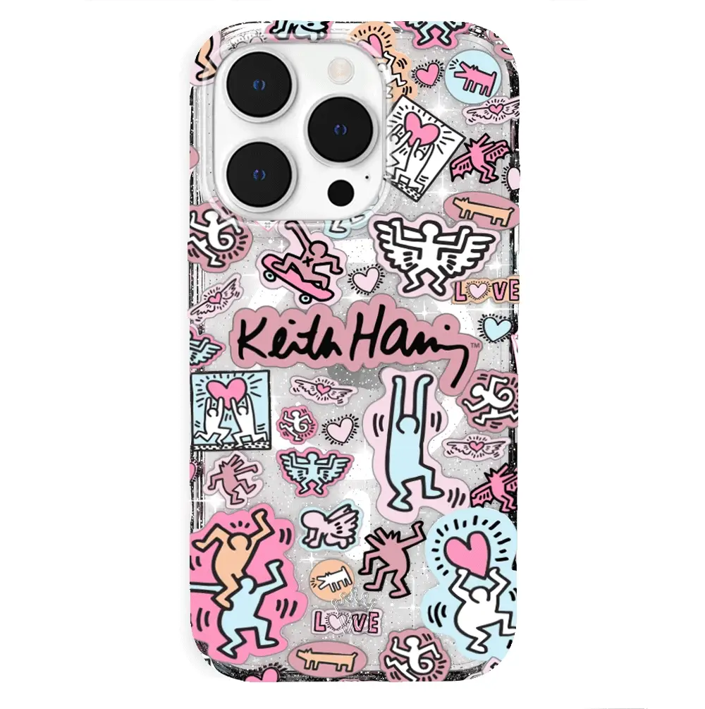 Keith Haring Pastel Glitter iPhone Case - Image 37
