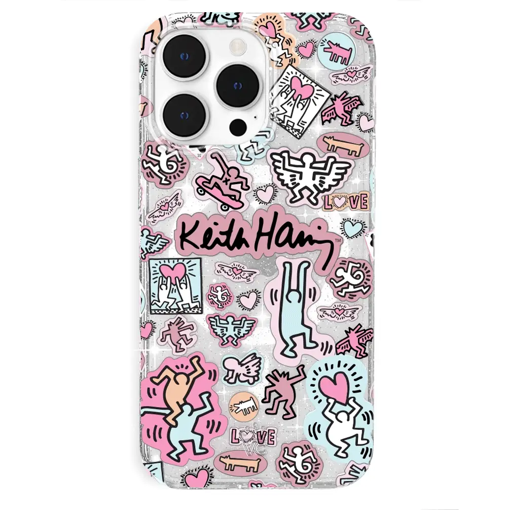 Keith Haring Pastel Glitter iPhone Case - Image 43