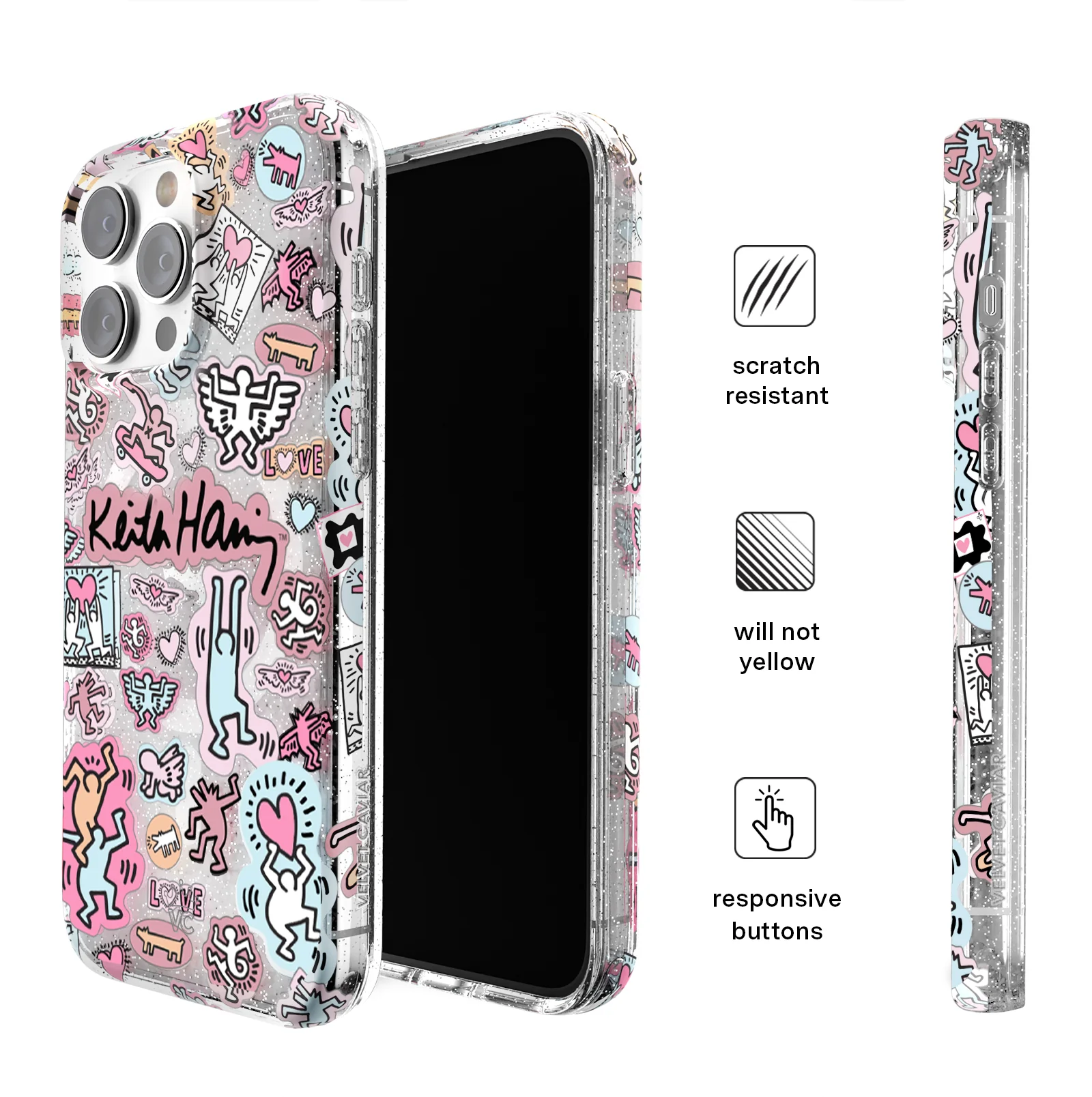 Keith Haring Pastel Glitter iPhone Case - Image 48