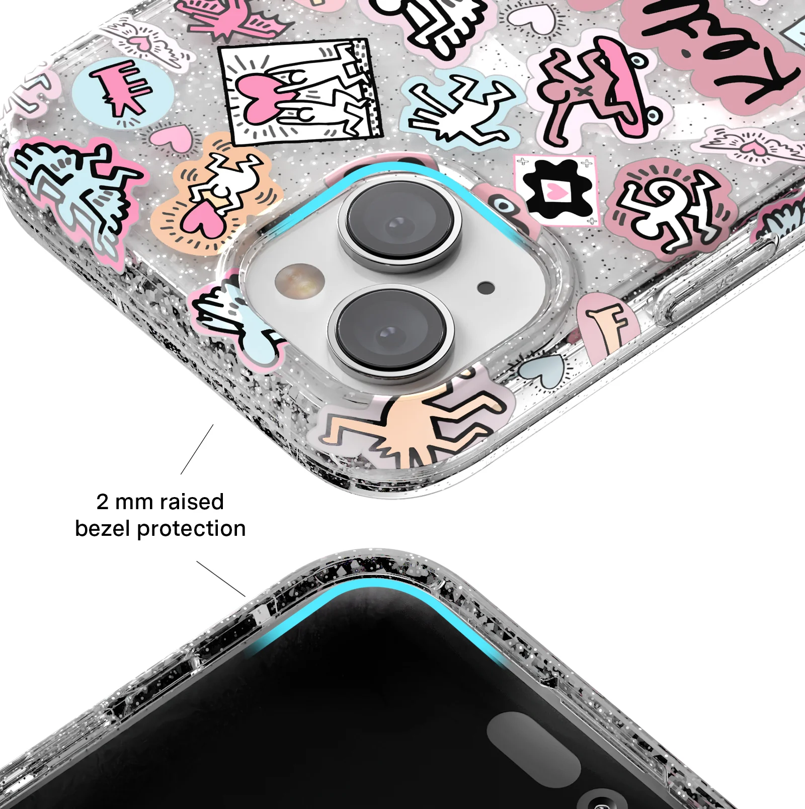 Keith Haring Pastel Glitter iPhone Case - Image 51