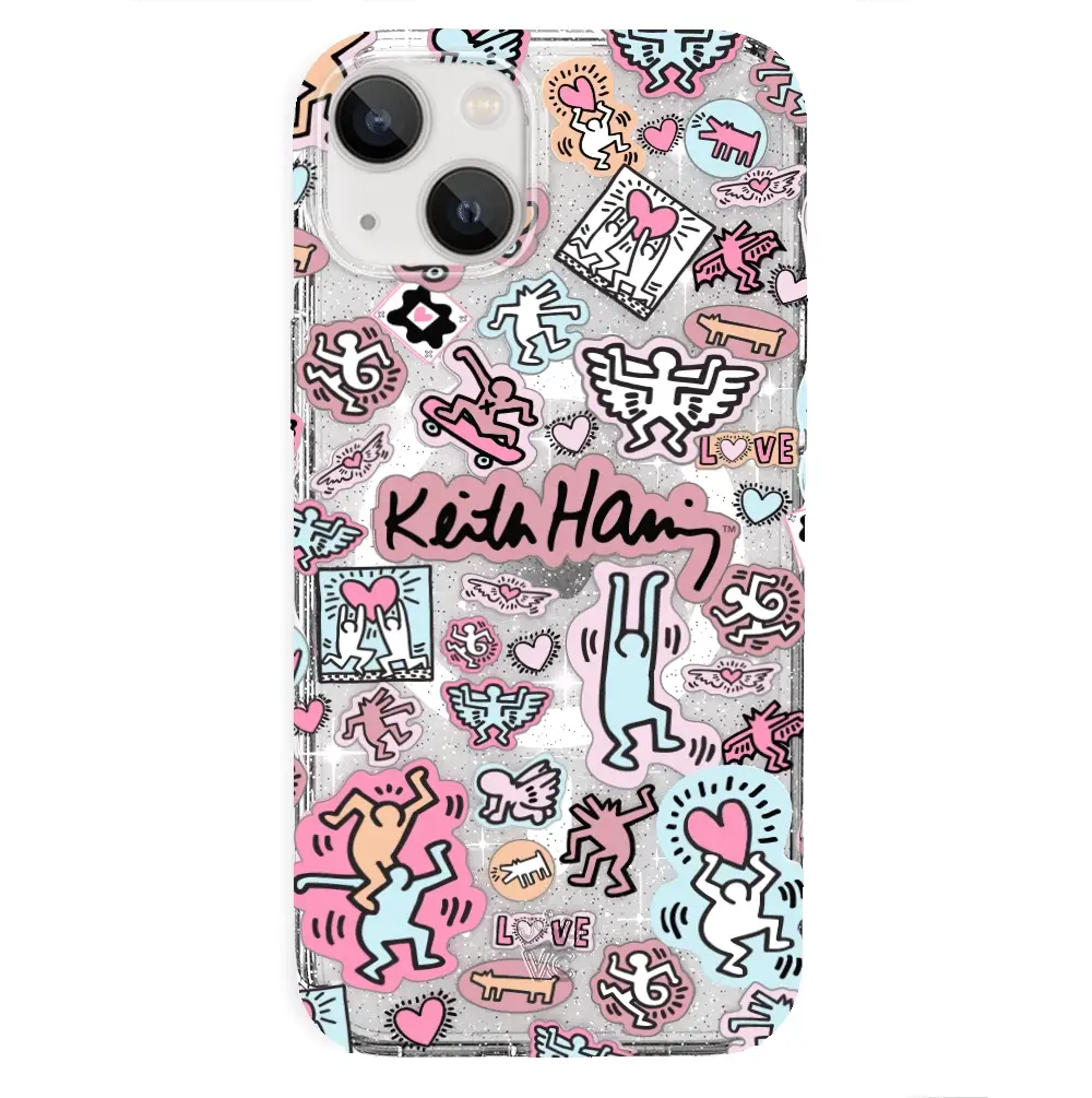 Keith Haring Pastel Glitter iPhone Case - Image 55