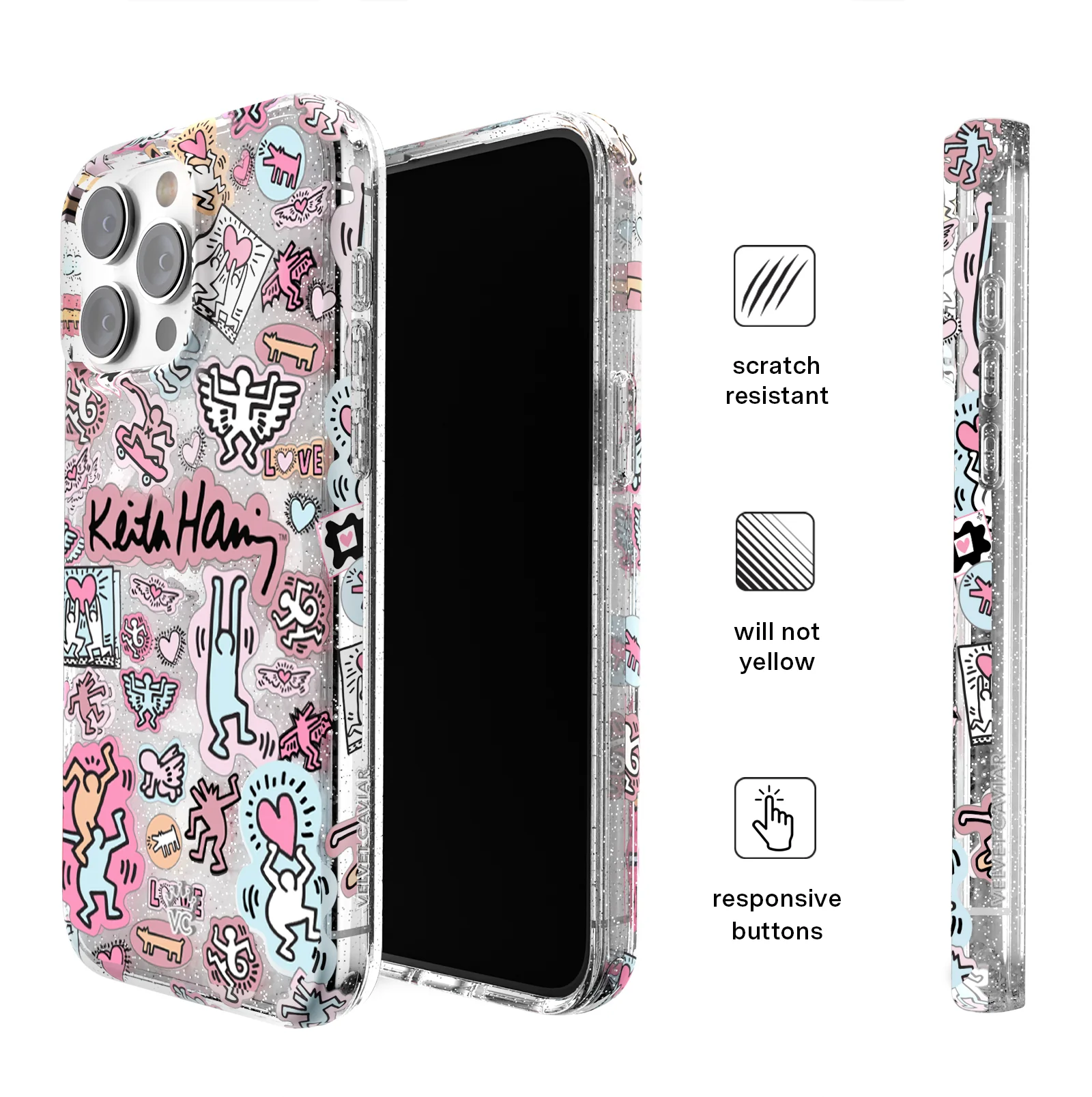 Keith Haring Pastel Glitter iPhone Case - Image 6