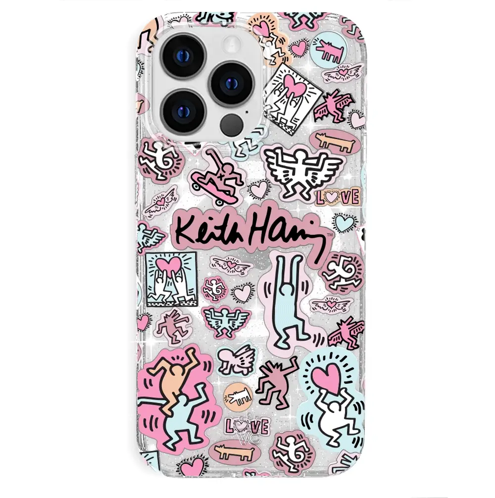 Keith Haring Pastel Glitter iPhone Case - Image 67