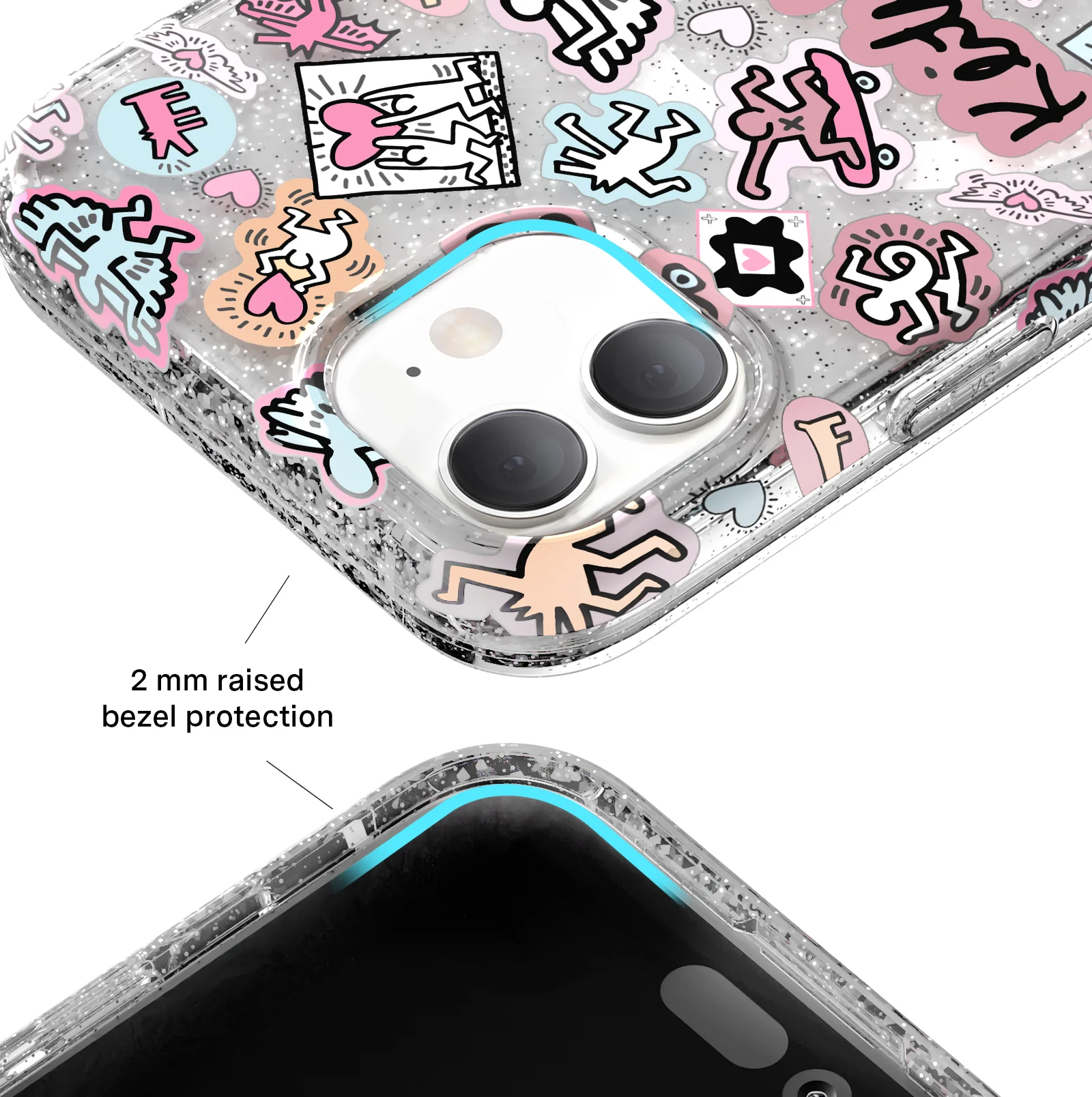 Keith Haring Pastel Glitter iPhone Case - Image 75