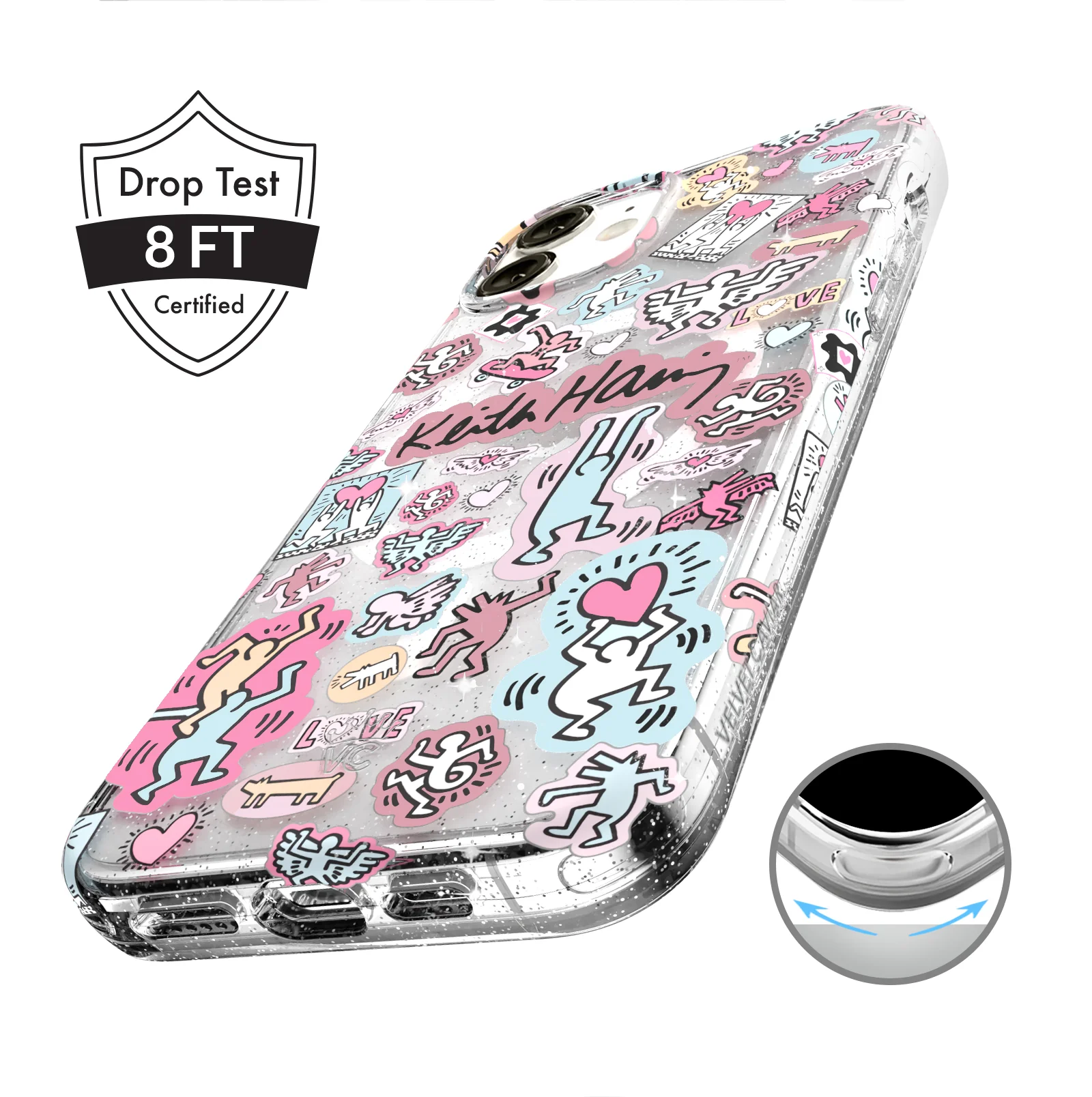 Keith Haring Pastel Glitter iPhone Case - Image 77
