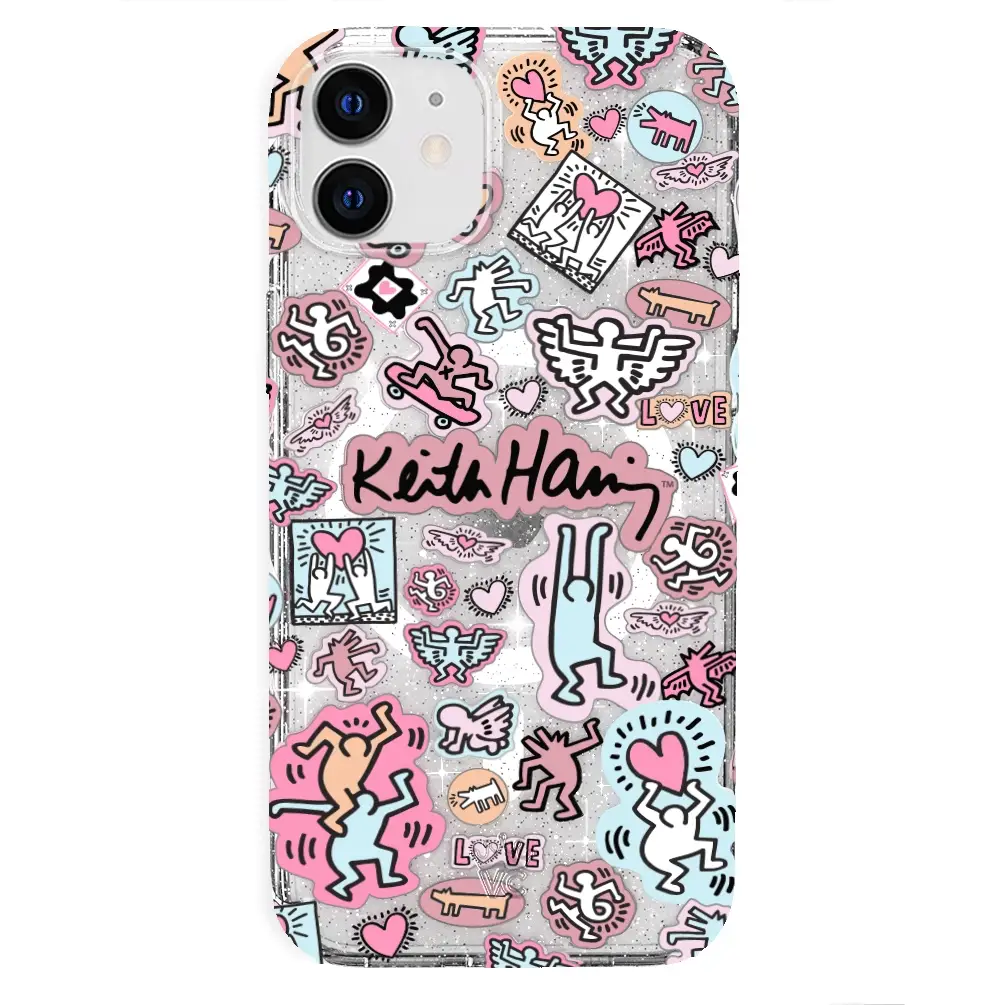 Keith Haring Pastel Glitter iPhone Case - Image 79