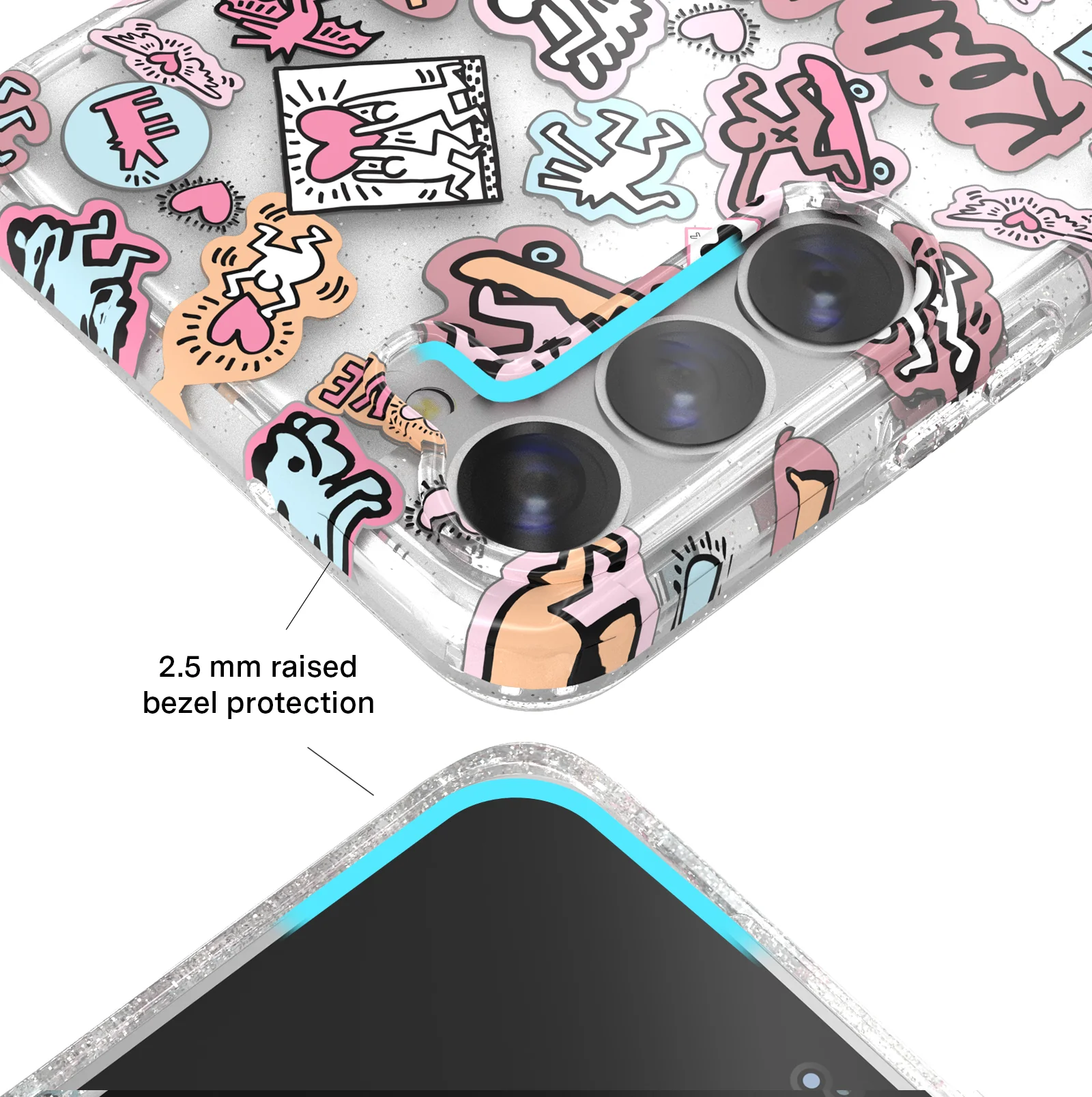 Keith Haring Pastel Glitter Samsung Case - Image 3
