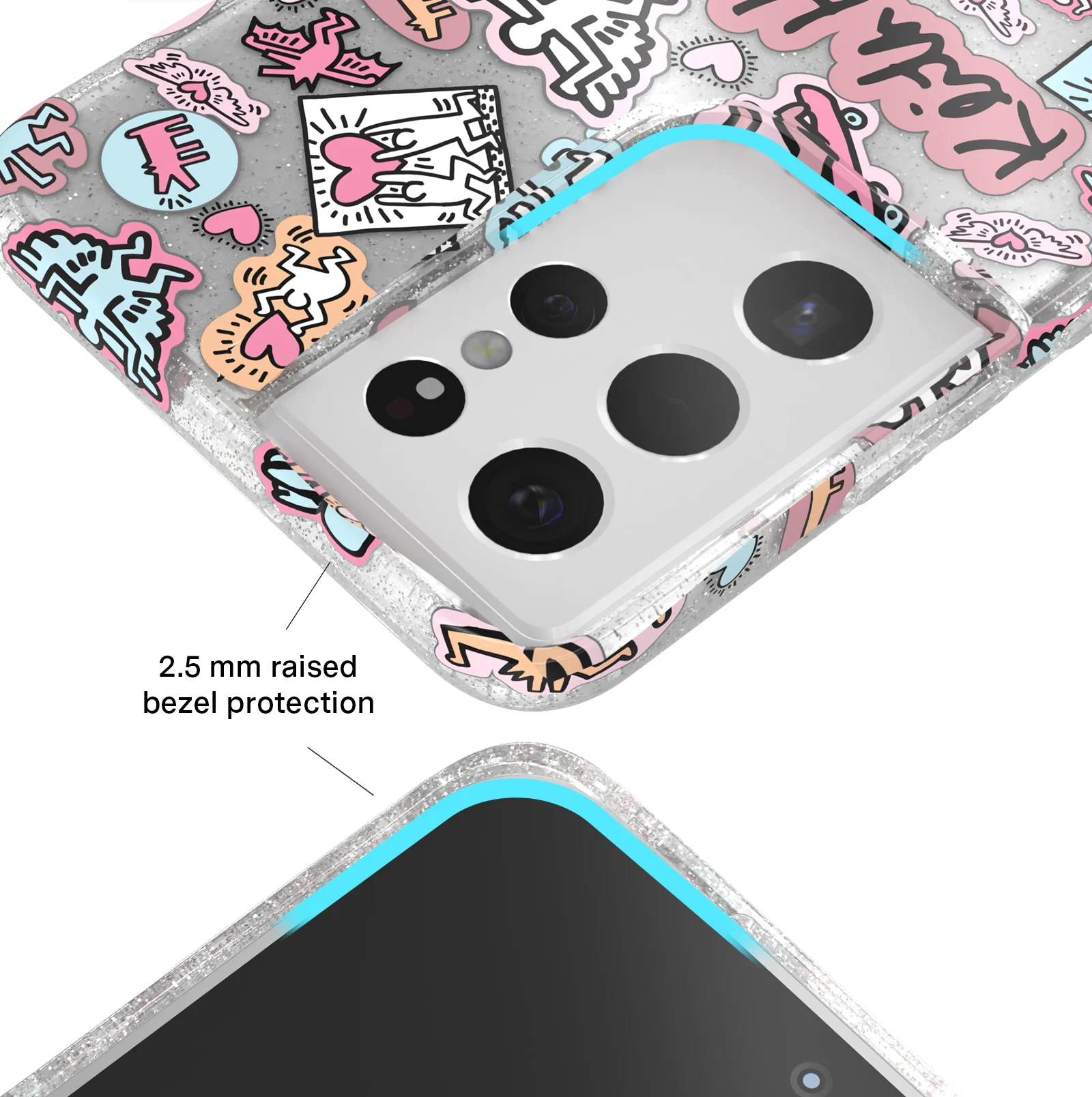 Keith Haring Pastel Glitter Samsung Case - Image 52