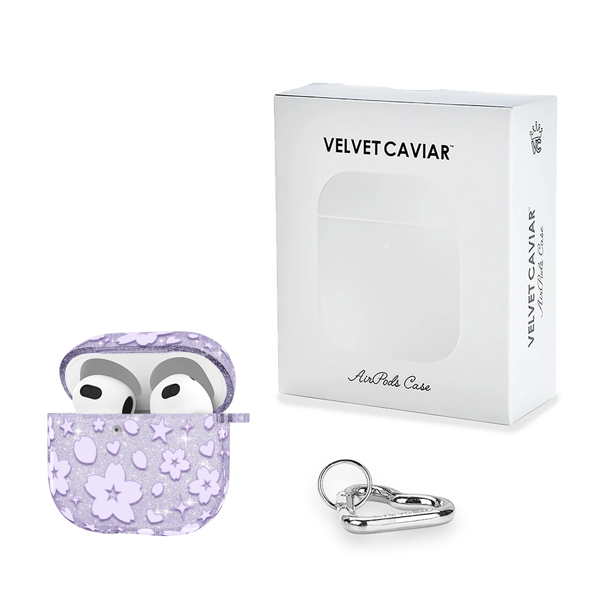 Lavender Cherry Blossom Glitter AirPod Case - Image 11