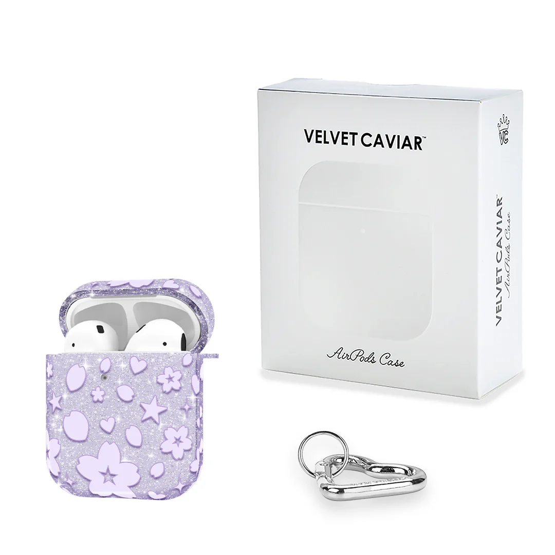 Lavender Cherry Blossom Glitter AirPod Case - Image 17