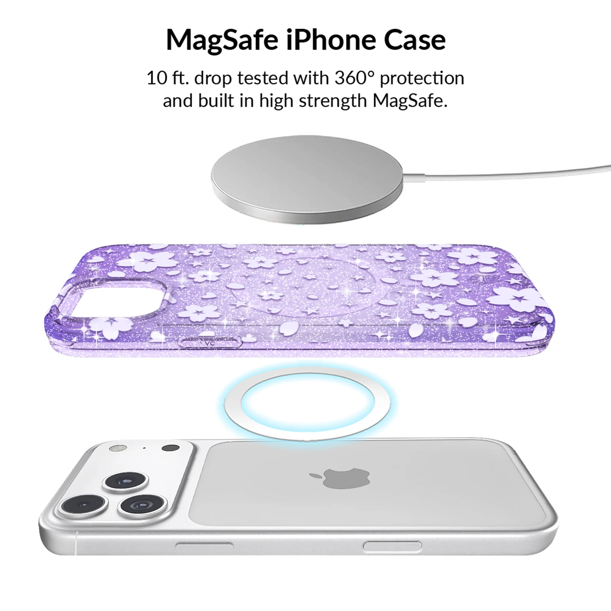 Lavender Cherry Blossom Glitter iPhone Bundle Set - Image 23
