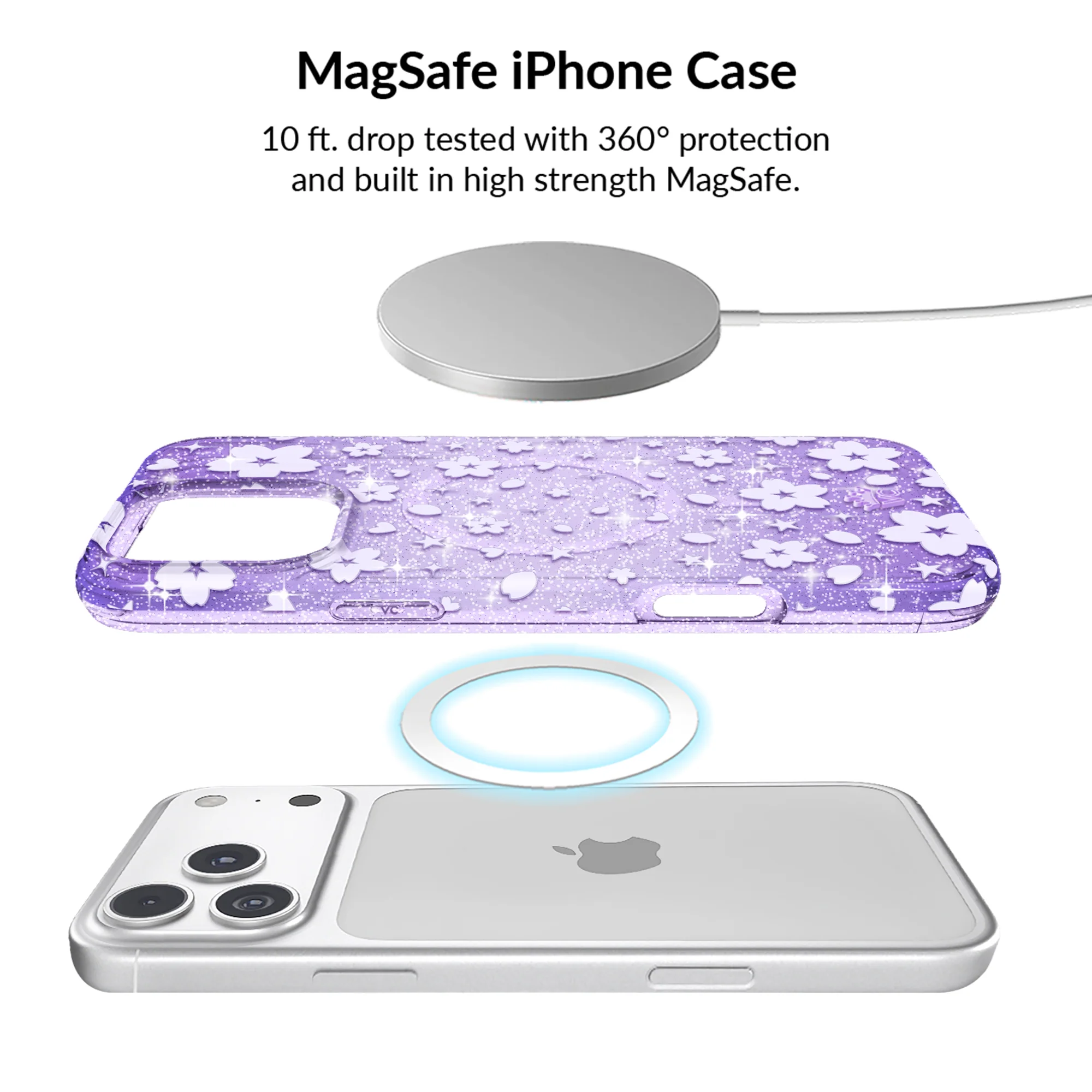 Lavender Cherry Blossom Glitter iPhone Bundle Set - Image 72