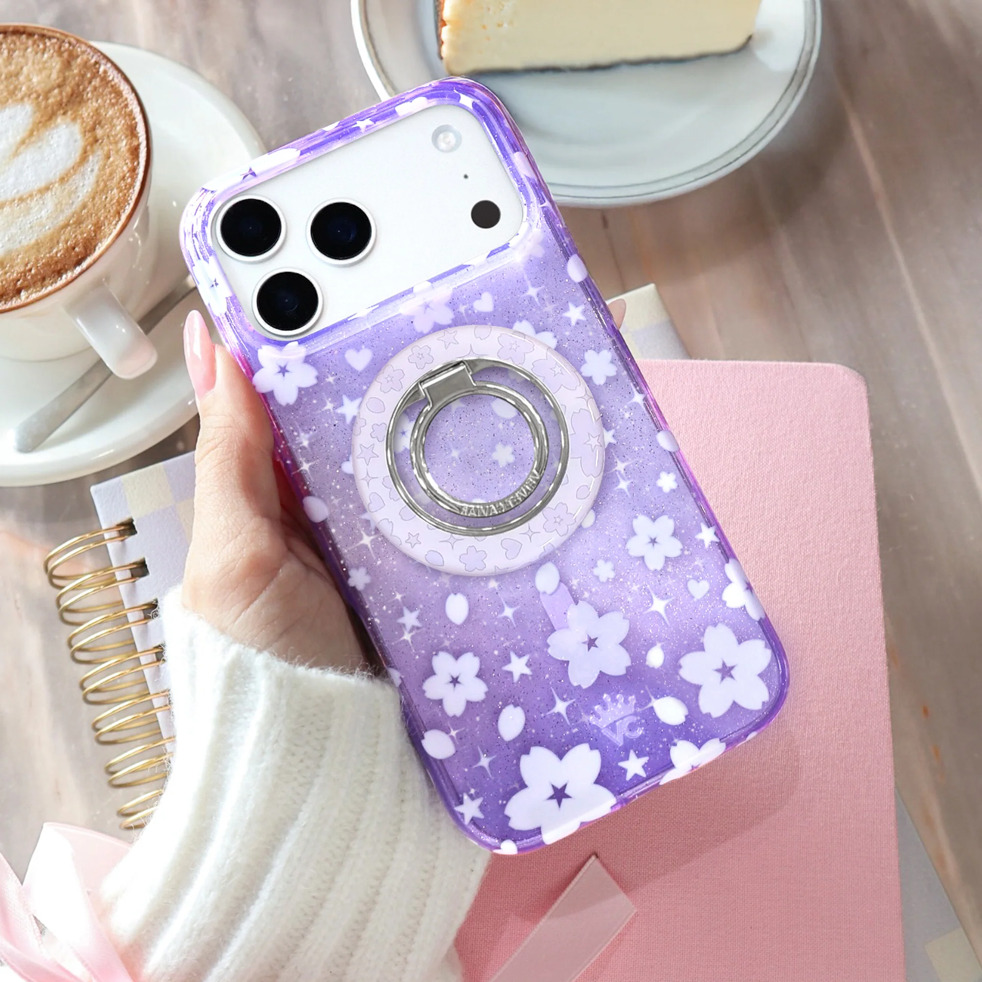 Lavender Cherry Blossom MagSafe Grip Ring - Image 6