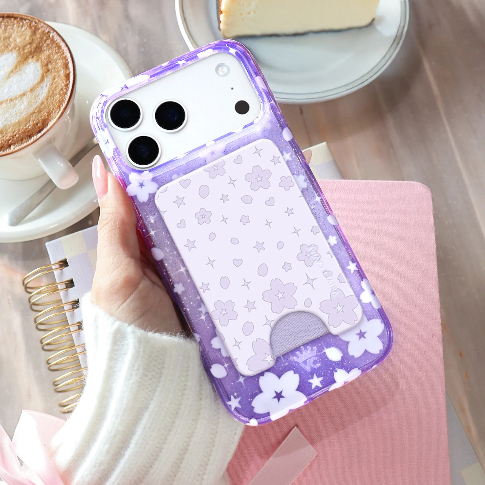 Lavender Cherry Blossom MagSafe Wallet - Image 7