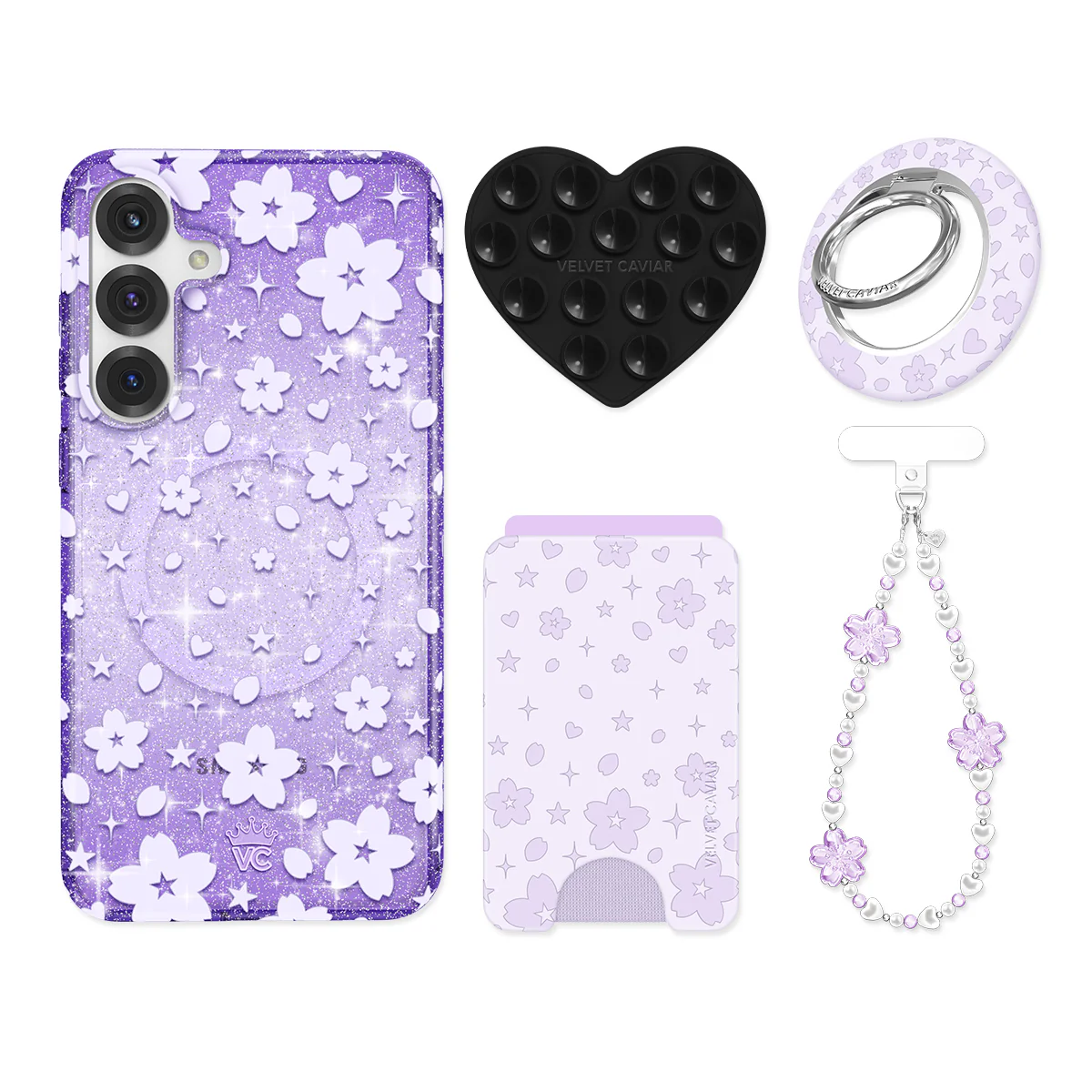 Lavender Cherry Blossom Glitter Samsung Bundle Set - Image 25