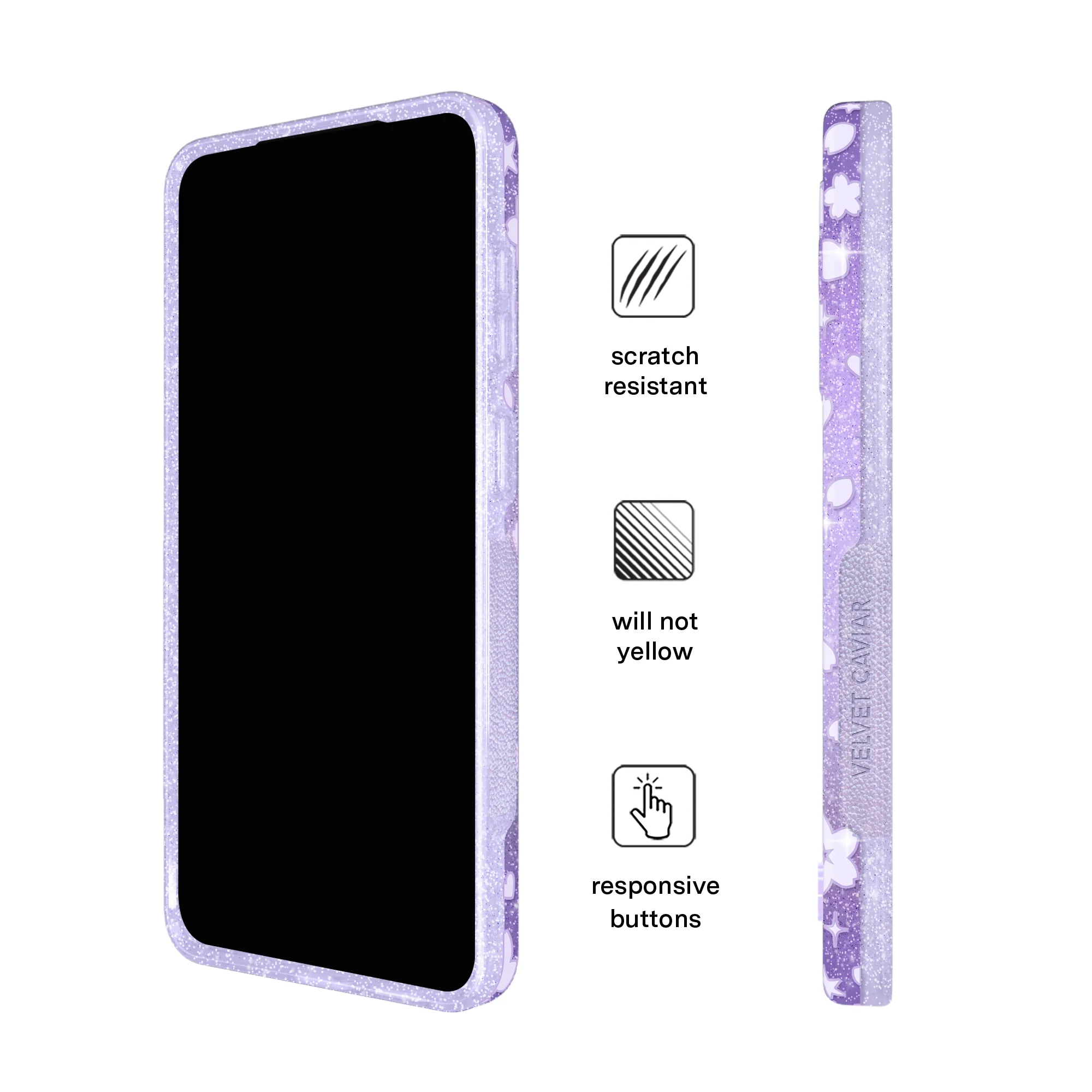 Lavender Cherry Blossom Glitter Samsung Case - Image 10