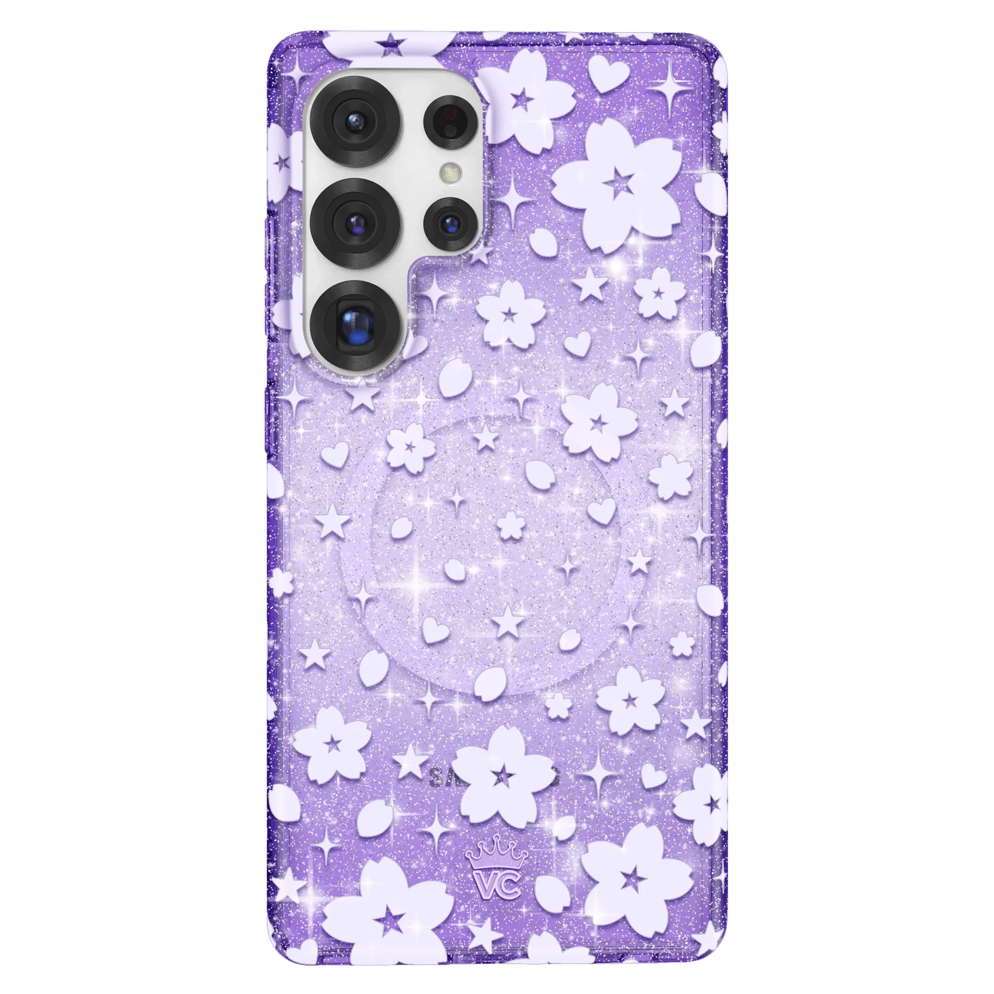 Lavender Cherry Blossom Glitter Samsung Case - Image 16