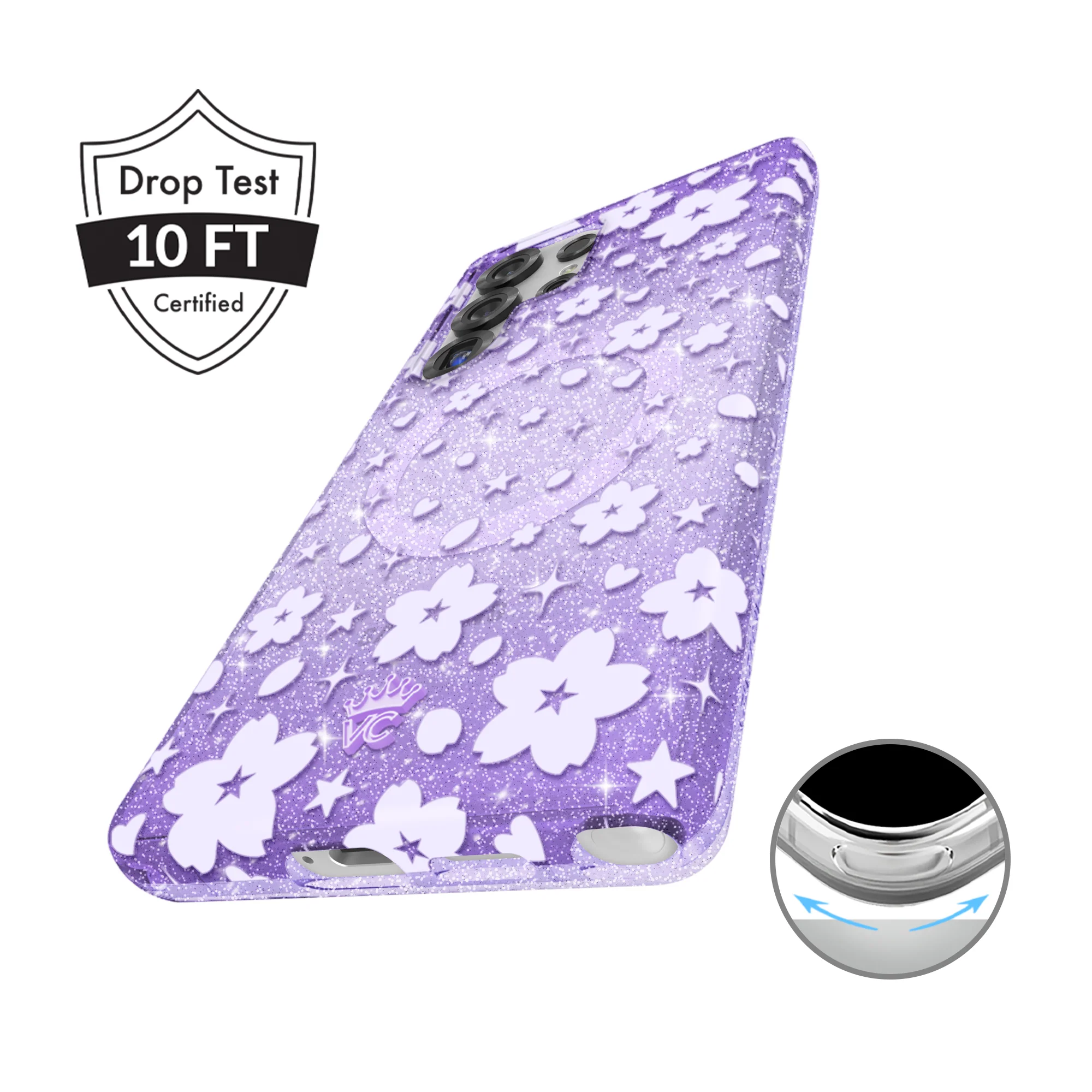 Lavender Cherry Blossom Glitter Samsung Case - Image 19