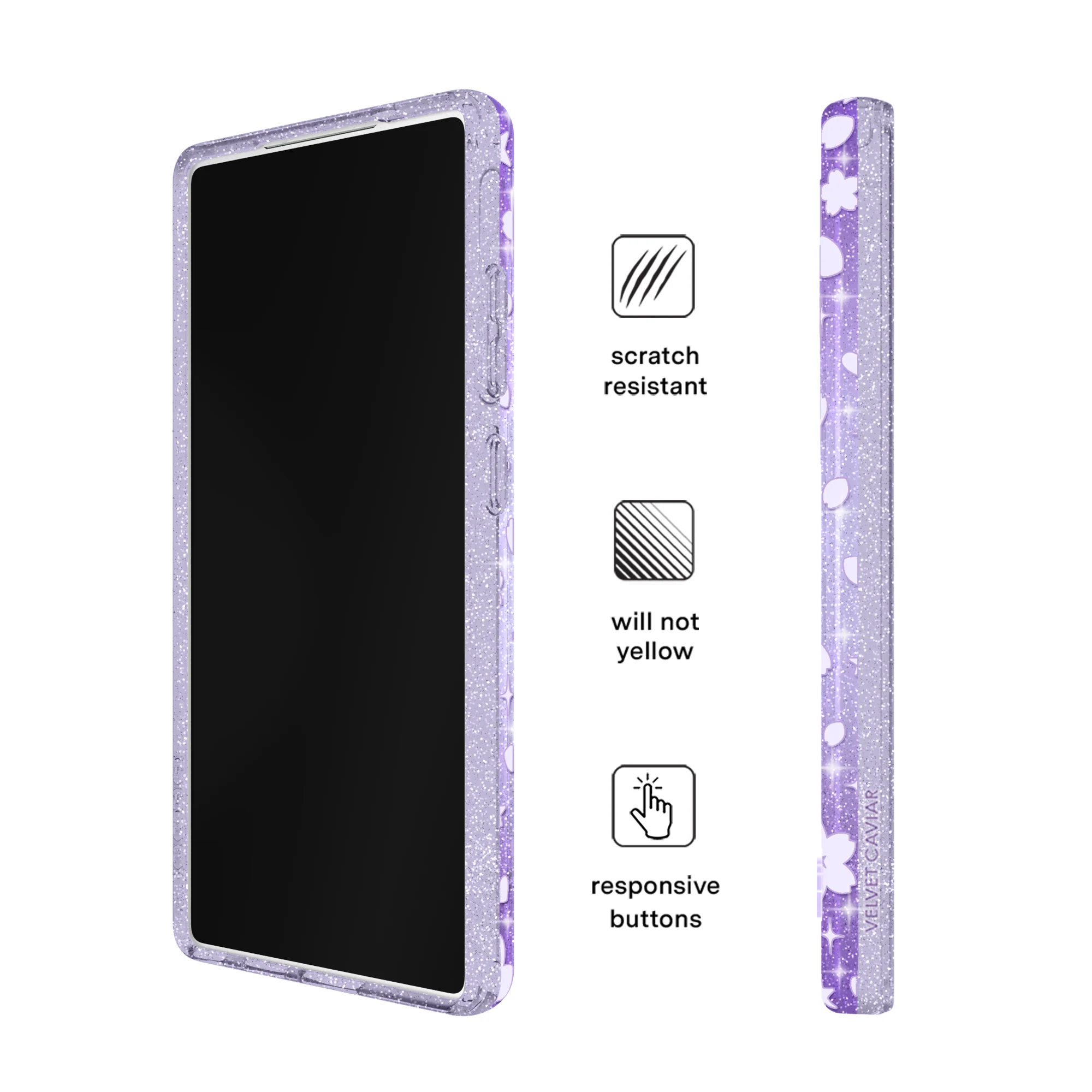 Lavender Cherry Blossom Glitter Samsung Case - Image 20
