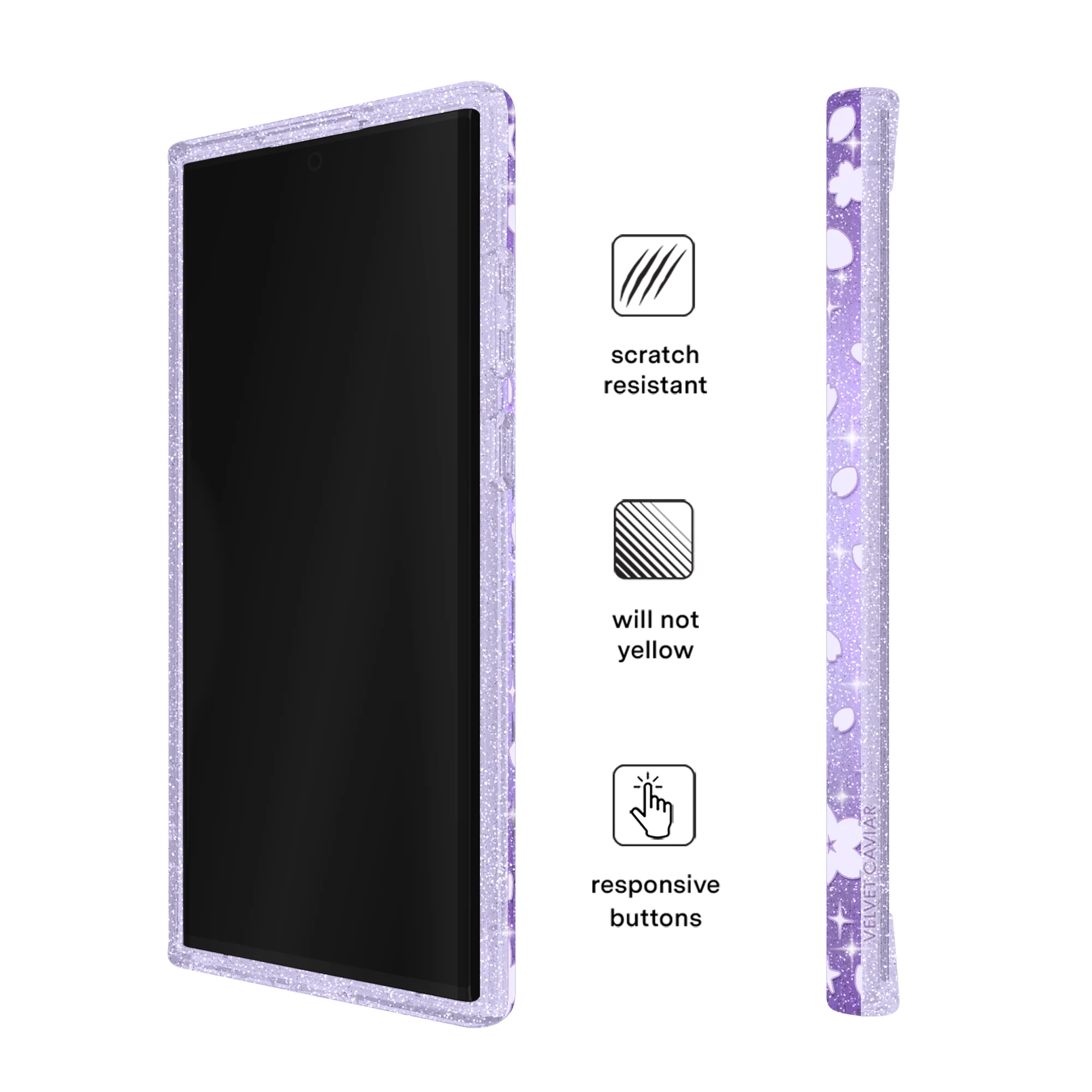 Lavender Cherry Blossom Glitter Samsung Case - Image 35