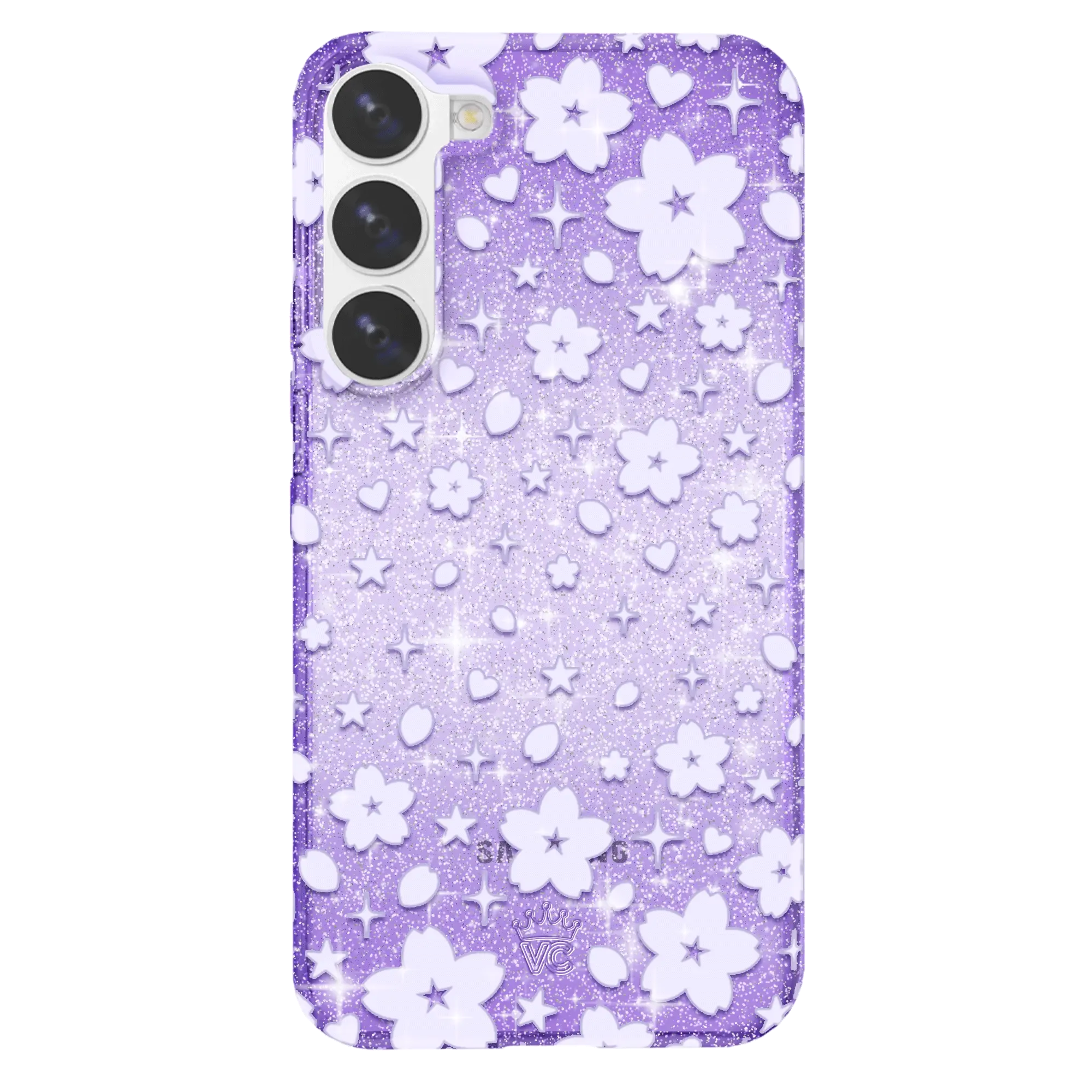 Lavender Cherry Blossom Glitter Samsung Case - Image 36