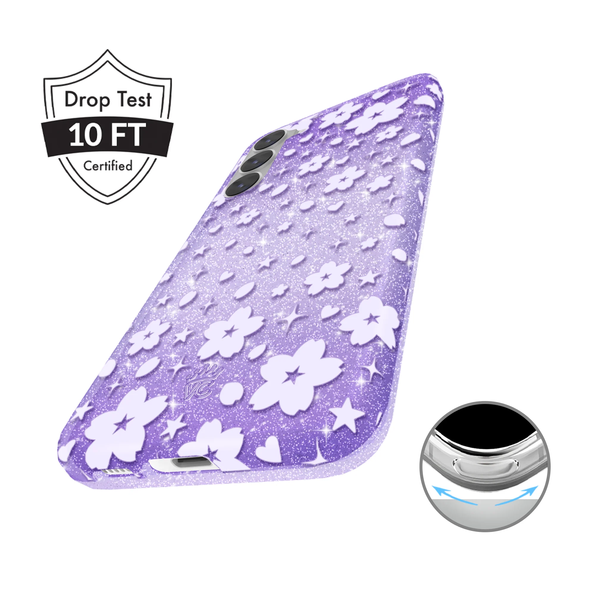 Lavender Cherry Blossom Glitter Samsung Case - Image 39
