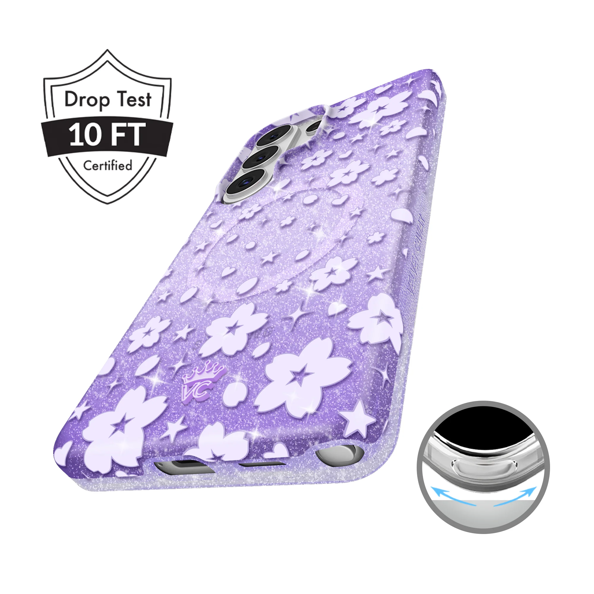 Lavender Cherry Blossom Glitter Samsung Case - Image 4