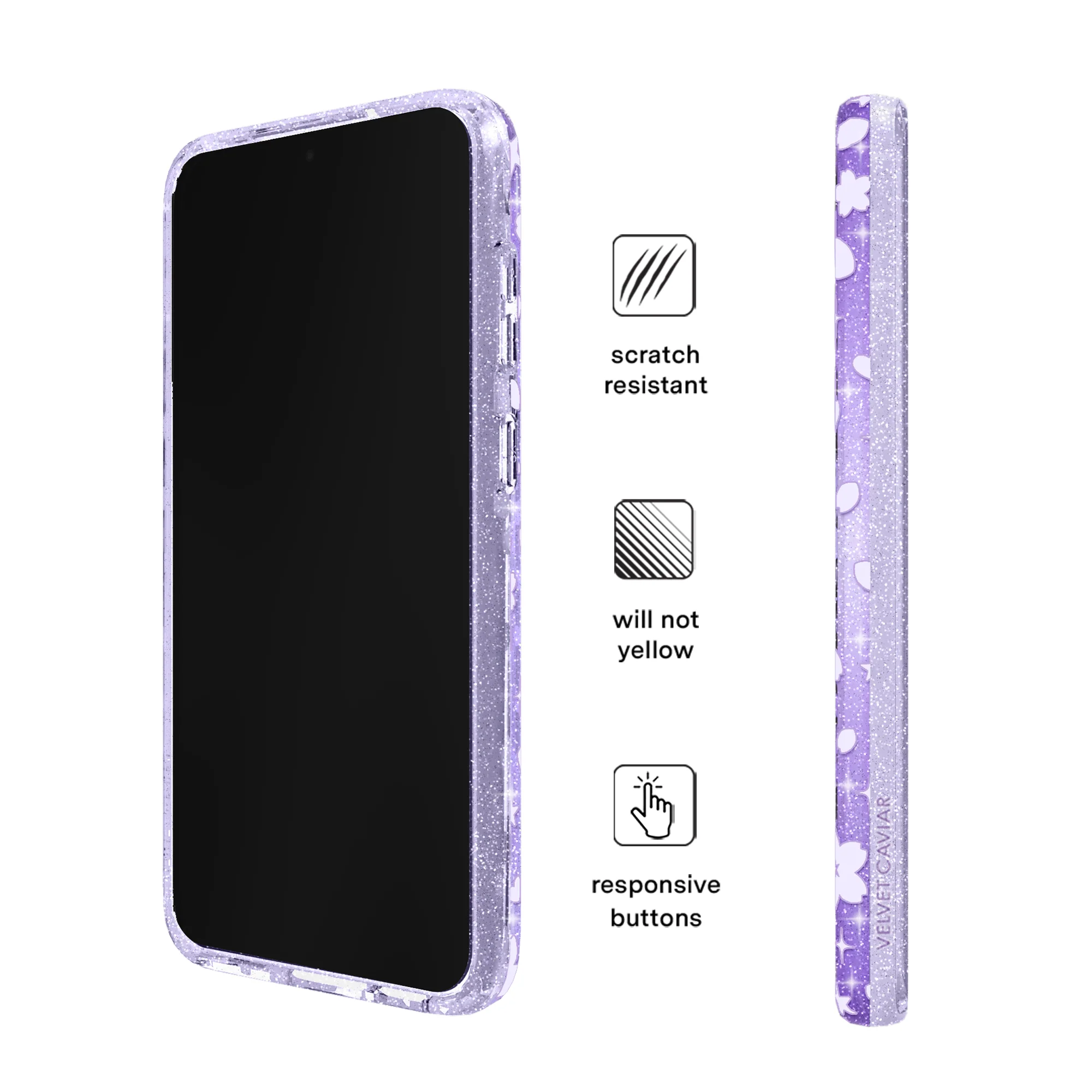 Lavender Cherry Blossom Glitter Samsung Case - Image 40