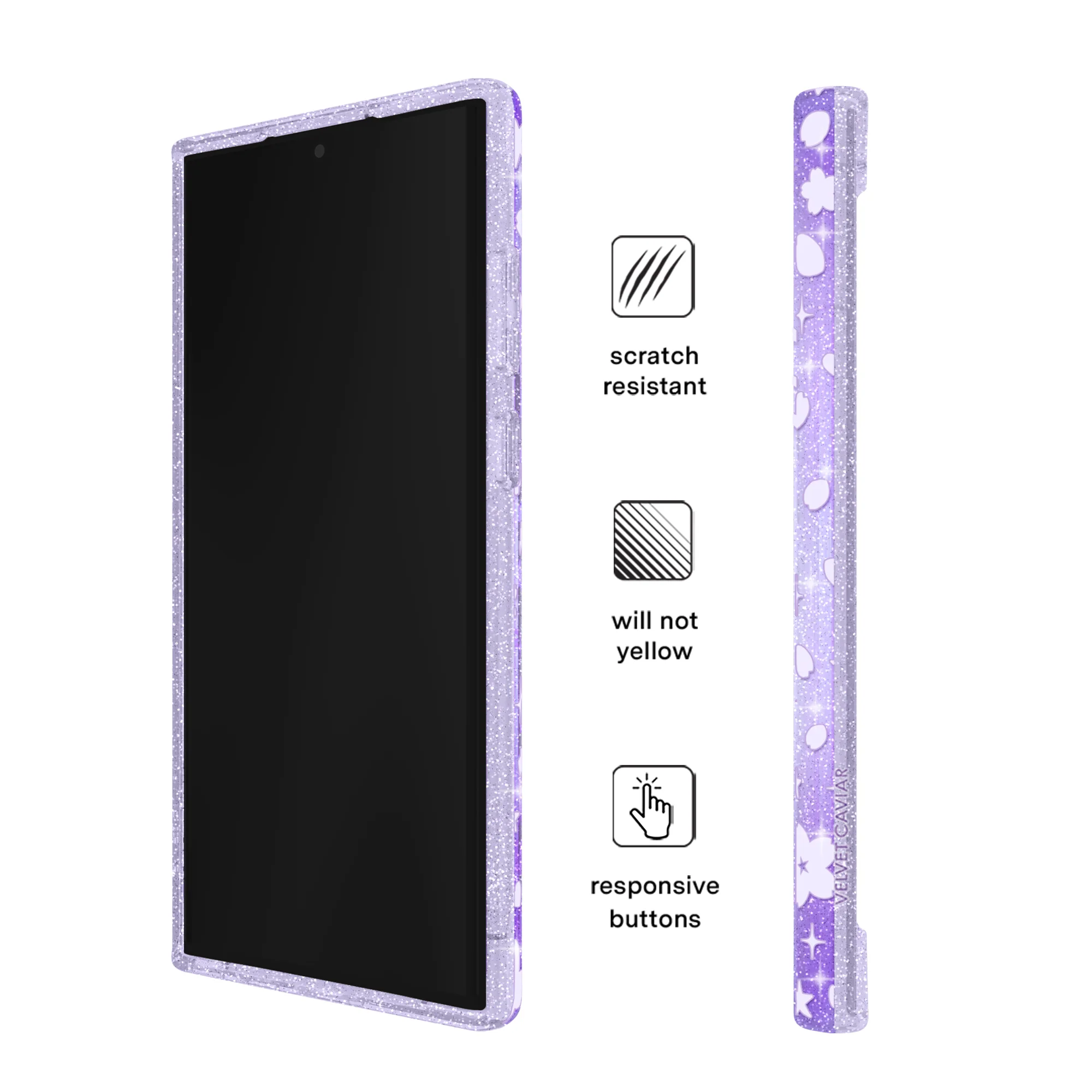 Lavender Cherry Blossom Glitter Samsung Case - Image 50