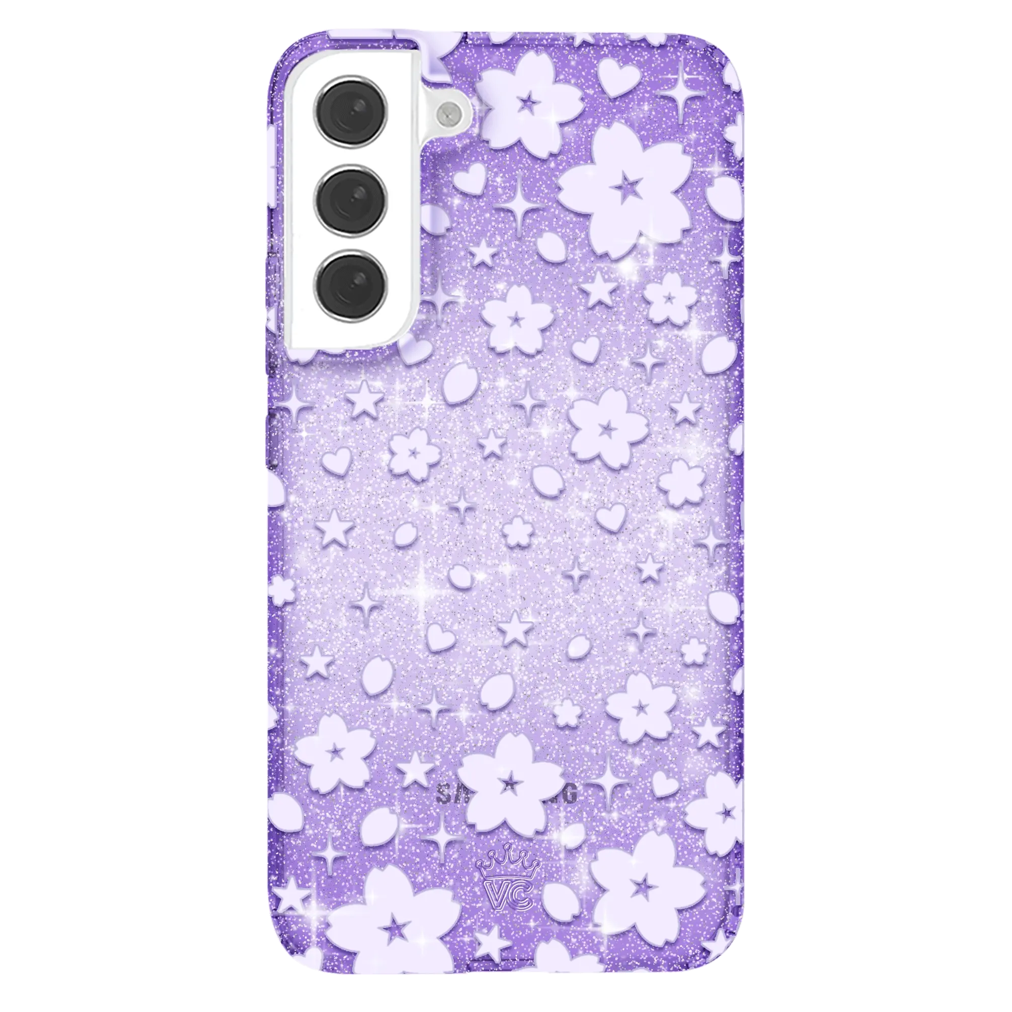 Lavender Cherry Blossom Glitter Samsung Case - Image 51