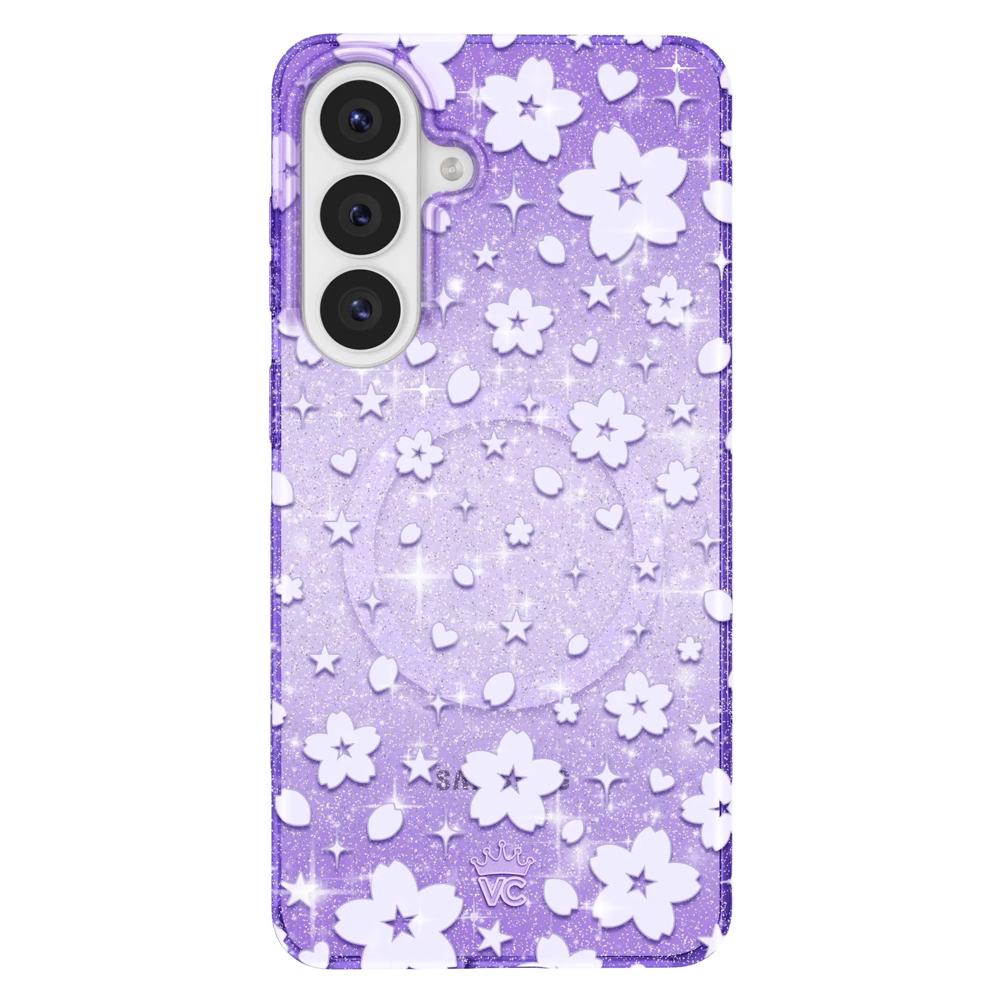 Lavender Cherry Blossom Glitter Samsung Case - Image 6
