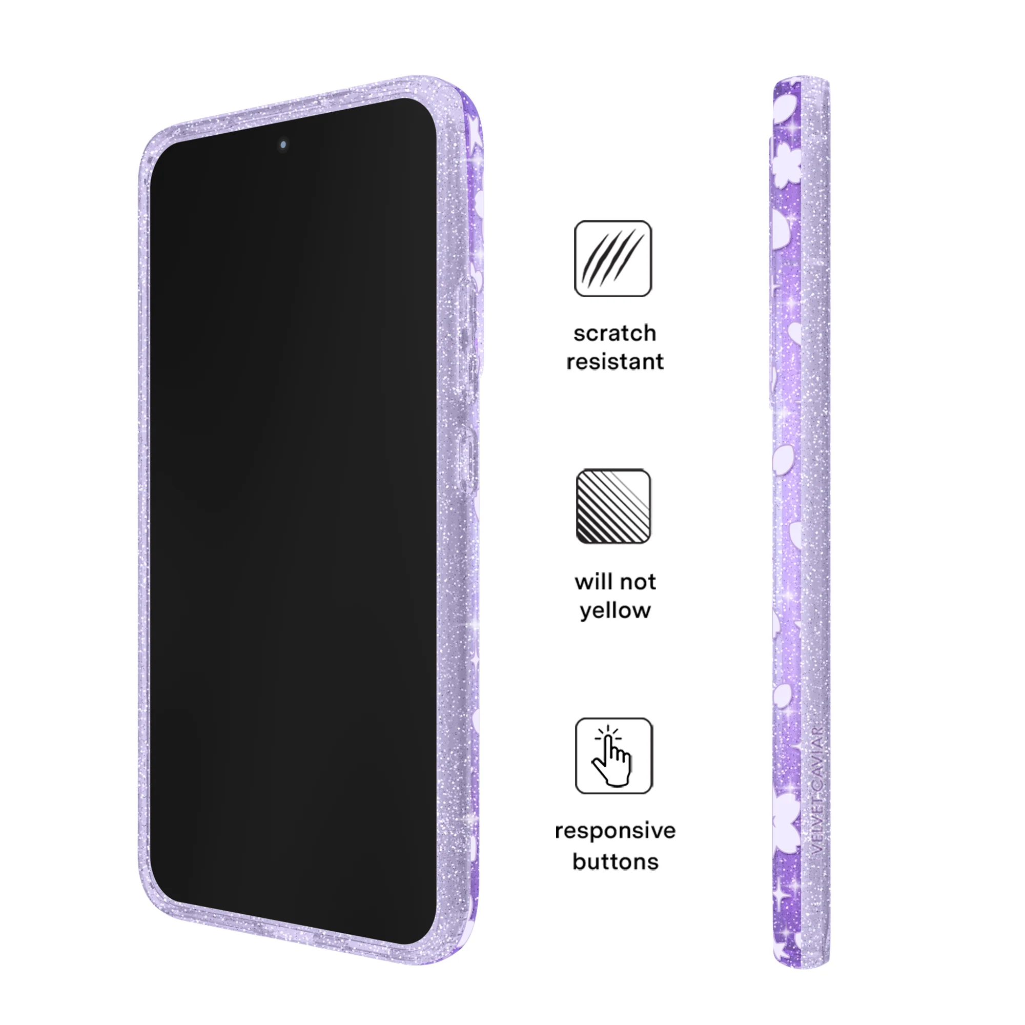 Lavender Cherry Blossom Glitter Samsung Case - Image 60
