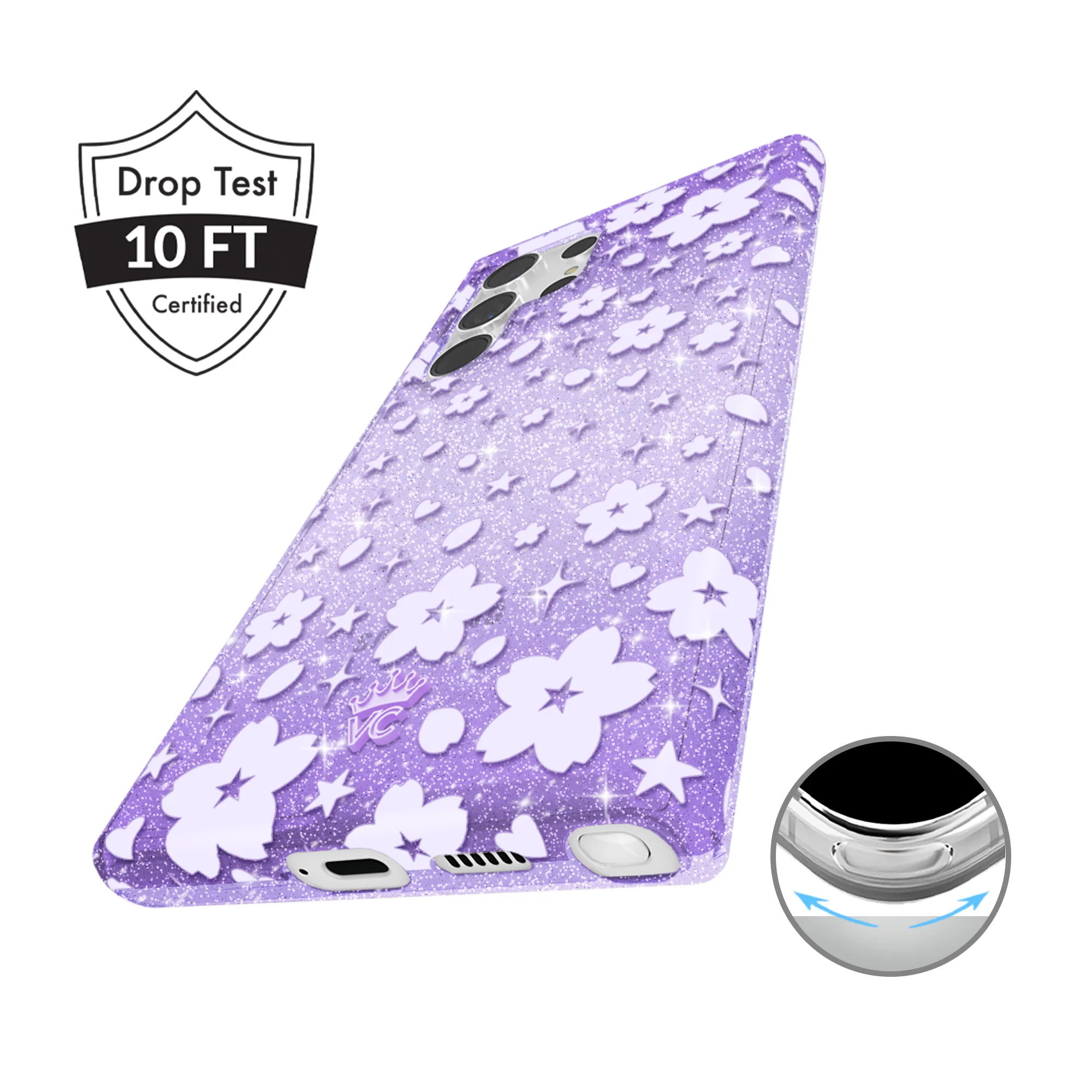 Lavender Cherry Blossom Glitter Samsung Case - Image 64