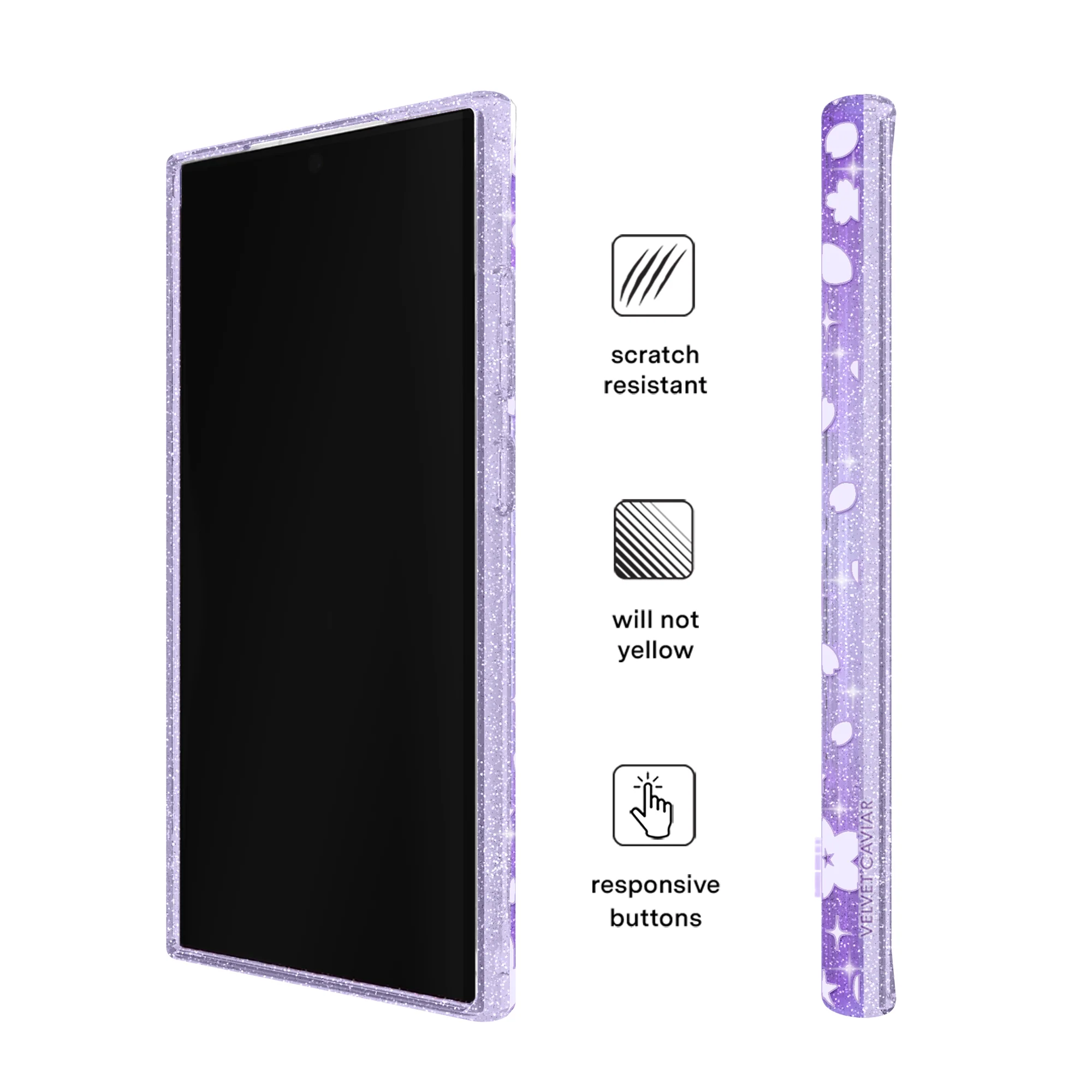 Lavender Cherry Blossom Glitter Samsung Case - Image 65