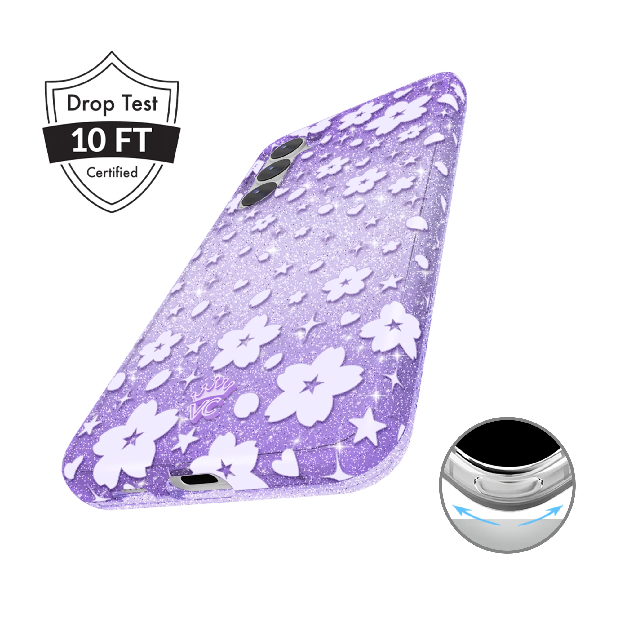 Lavender Cherry Blossom Glitter Samsung Case - Image 69