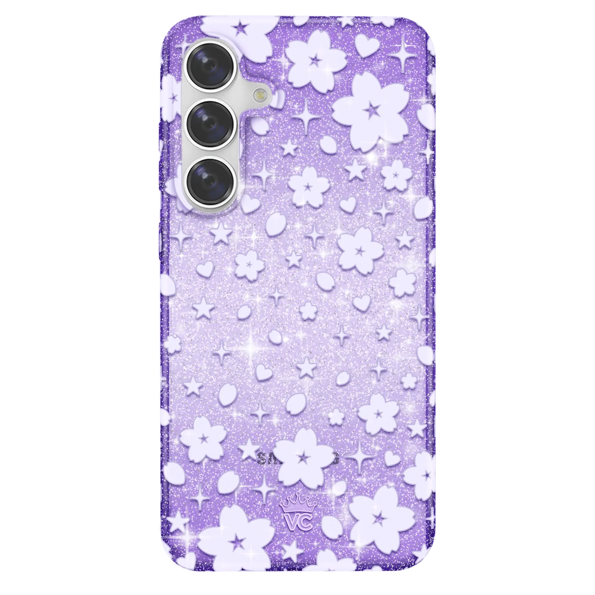 Lavender Cherry Blossom Glitter Samsung Case - Image 71