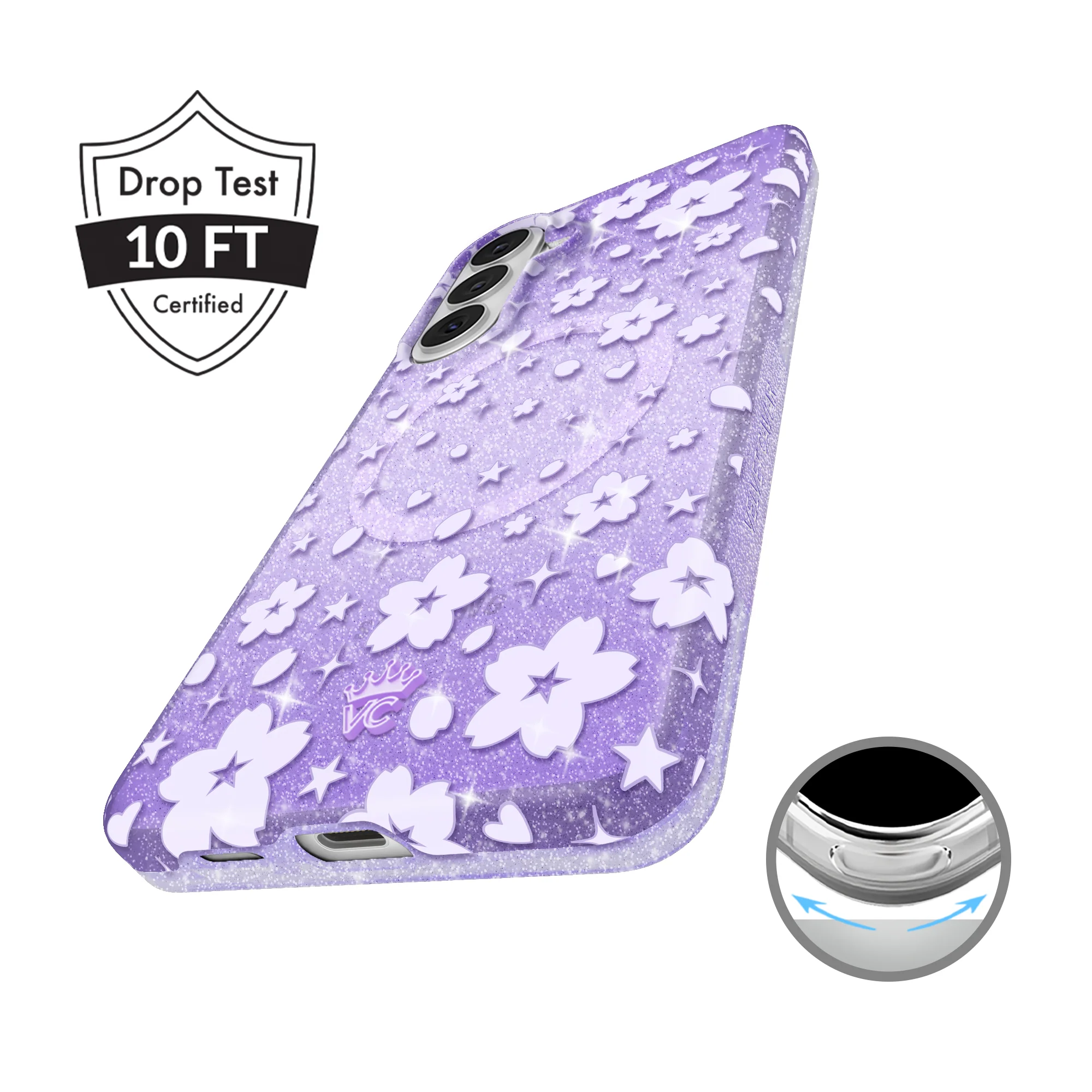 Lavender Cherry Blossom Glitter Samsung Case - Image 9