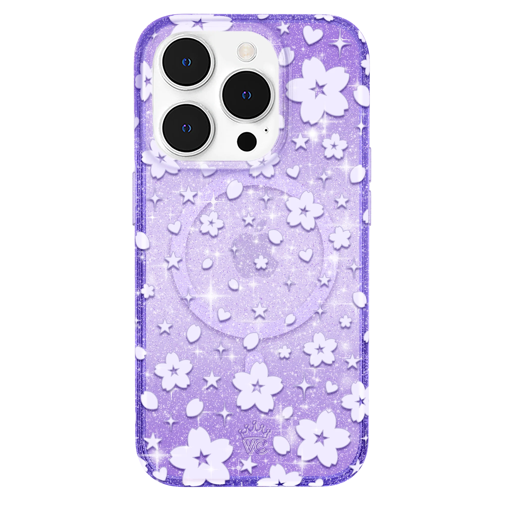 Lavender Cherry Blossom Glitter iPhone Case - Image 11